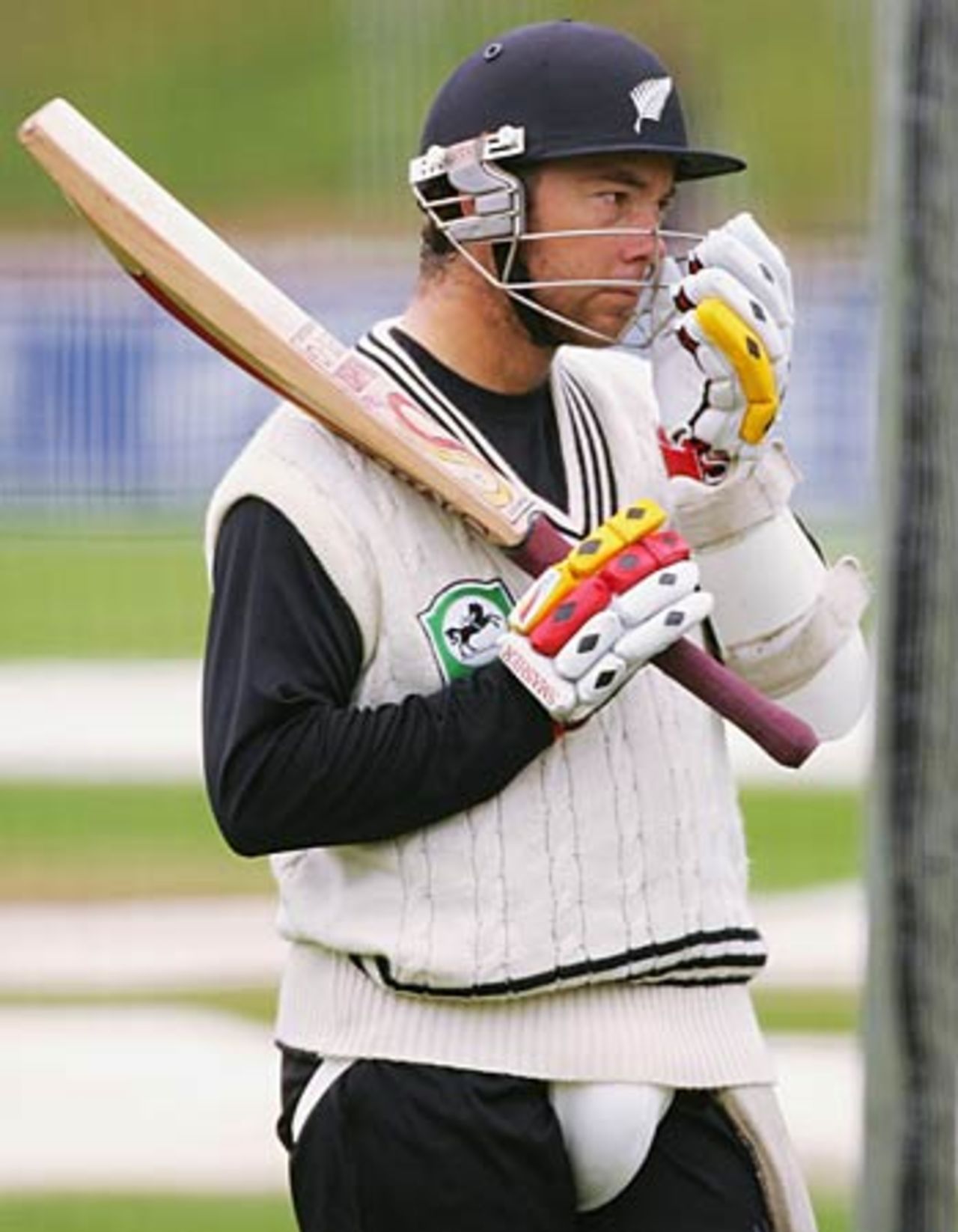 Craig McMillan in the nets ahead of the Wellington Test, March 17, 2005