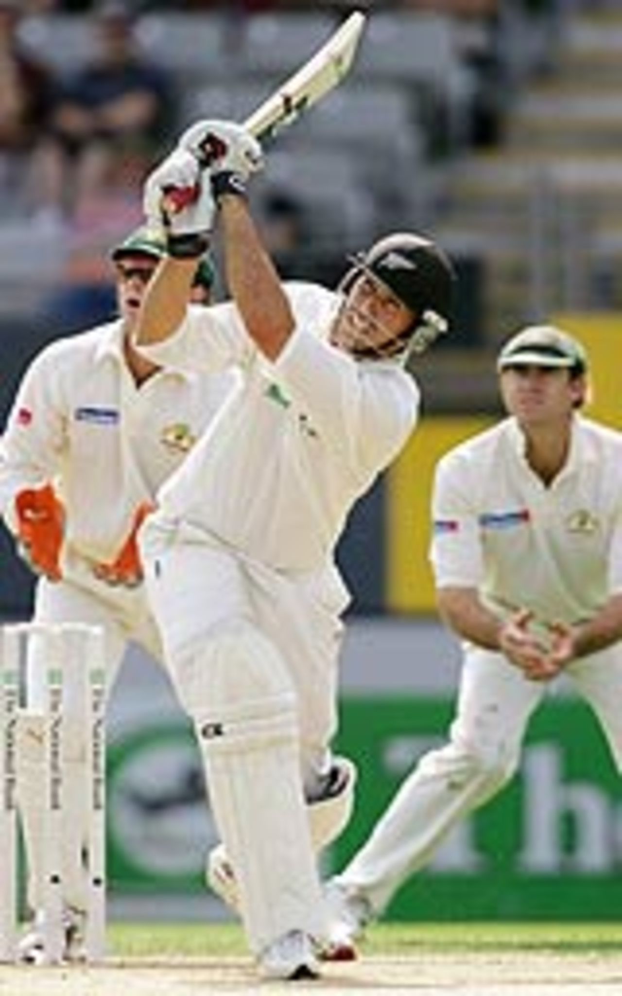 Stephen Fleming goes after the bowling, New Zealand v Australia, 3rd Test, Auckland, 1st day