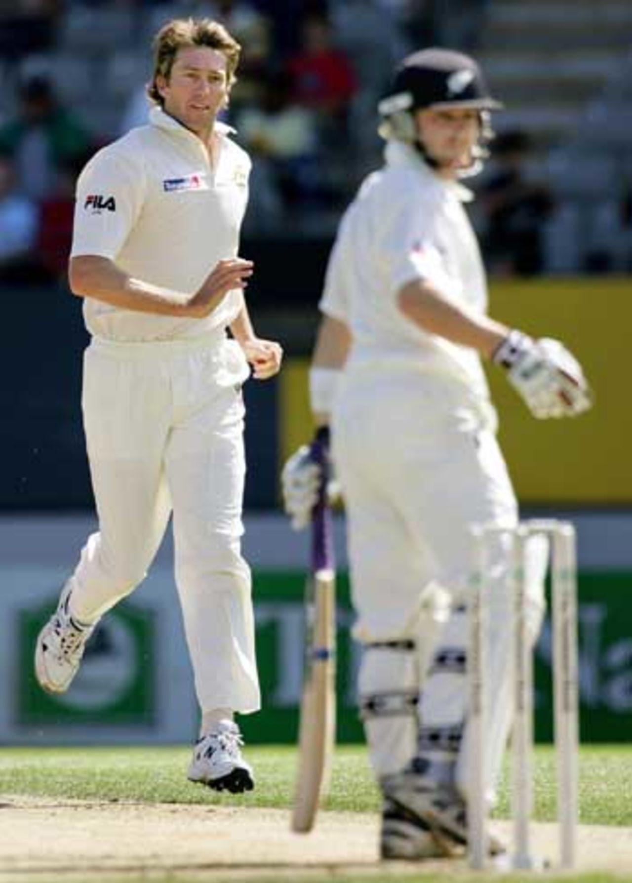 Glenn McGrath celebrates sending Brendon McCullum on his way, New Zealand v Australia, 3rd Test, Auckland, 2nd day