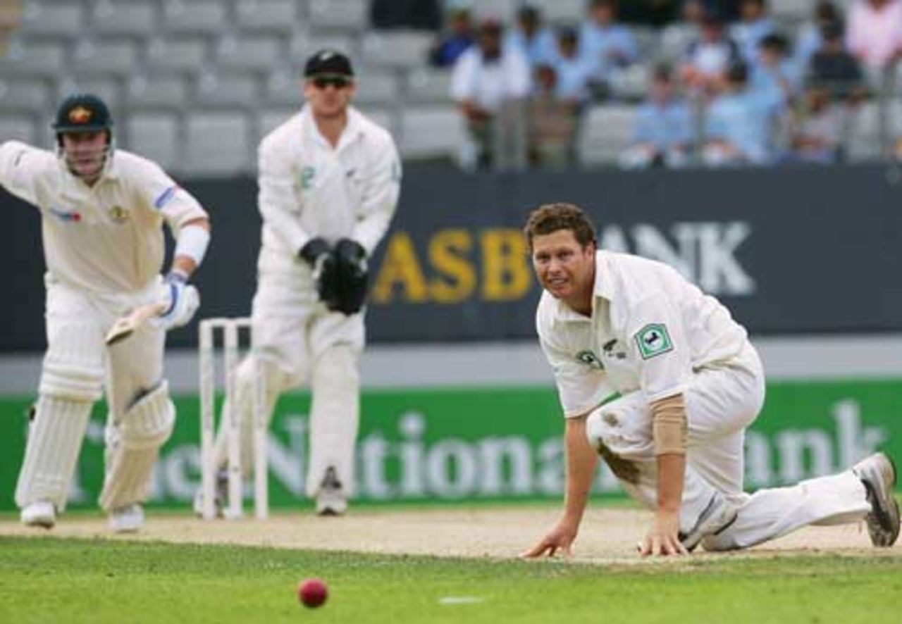 It was that sort of day for New Zealand - the leather-hunt kind, New Zealand v Australia, 3rd Test, Auckland, 2nd day