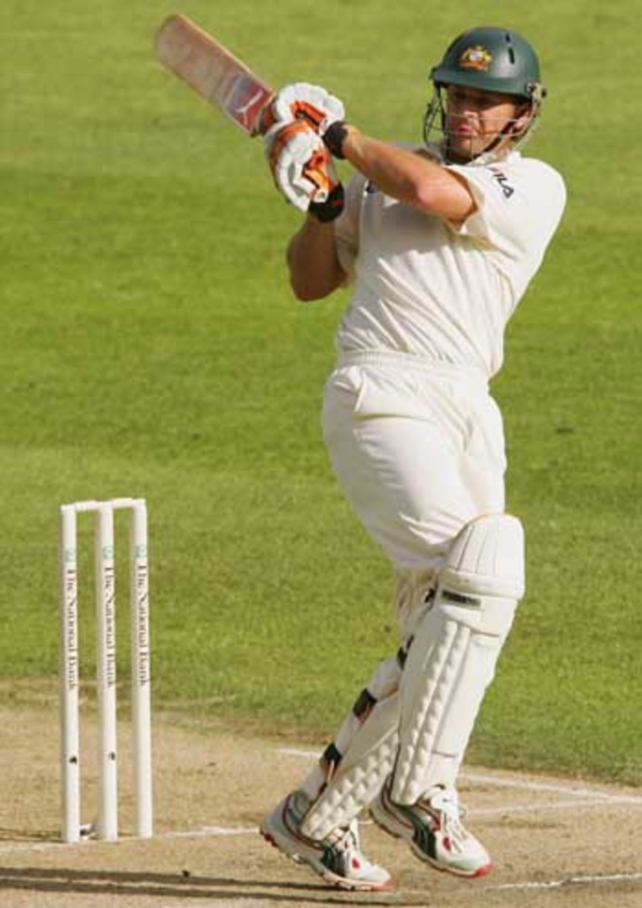 Adam Gilchrist crunches another ball to the fence, New Zealand v Australia, 3rd Test, Auckland, 3rd day