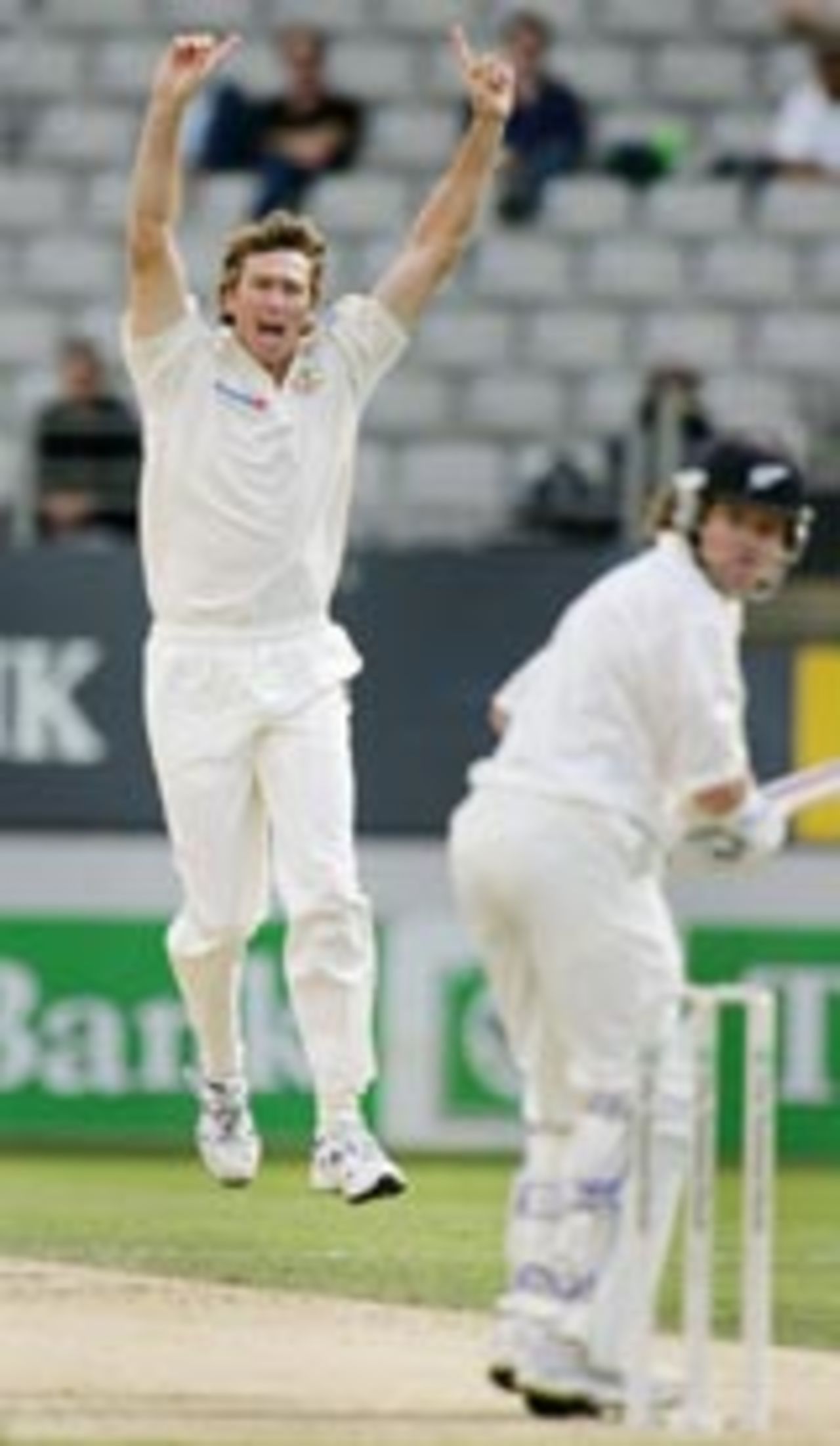 Glenn McGrath celebrates the dismissal of Hamish Marshall, New Zealand v Australia, 3rd Test, Auckland, 4th day, March 29, 2005