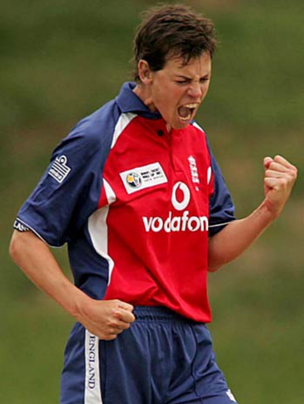 Lucy Pearson celebrates a wicket, England v South Africa, Women's World Cup, March 30, 2005