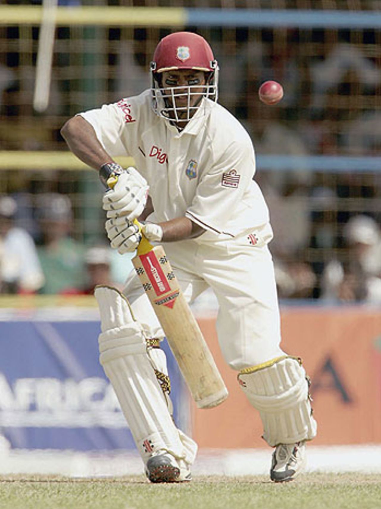 Shivnarine Chanderpaul plays watchfully as South Africa toil against West Indies at Bourda, March 31, 2005