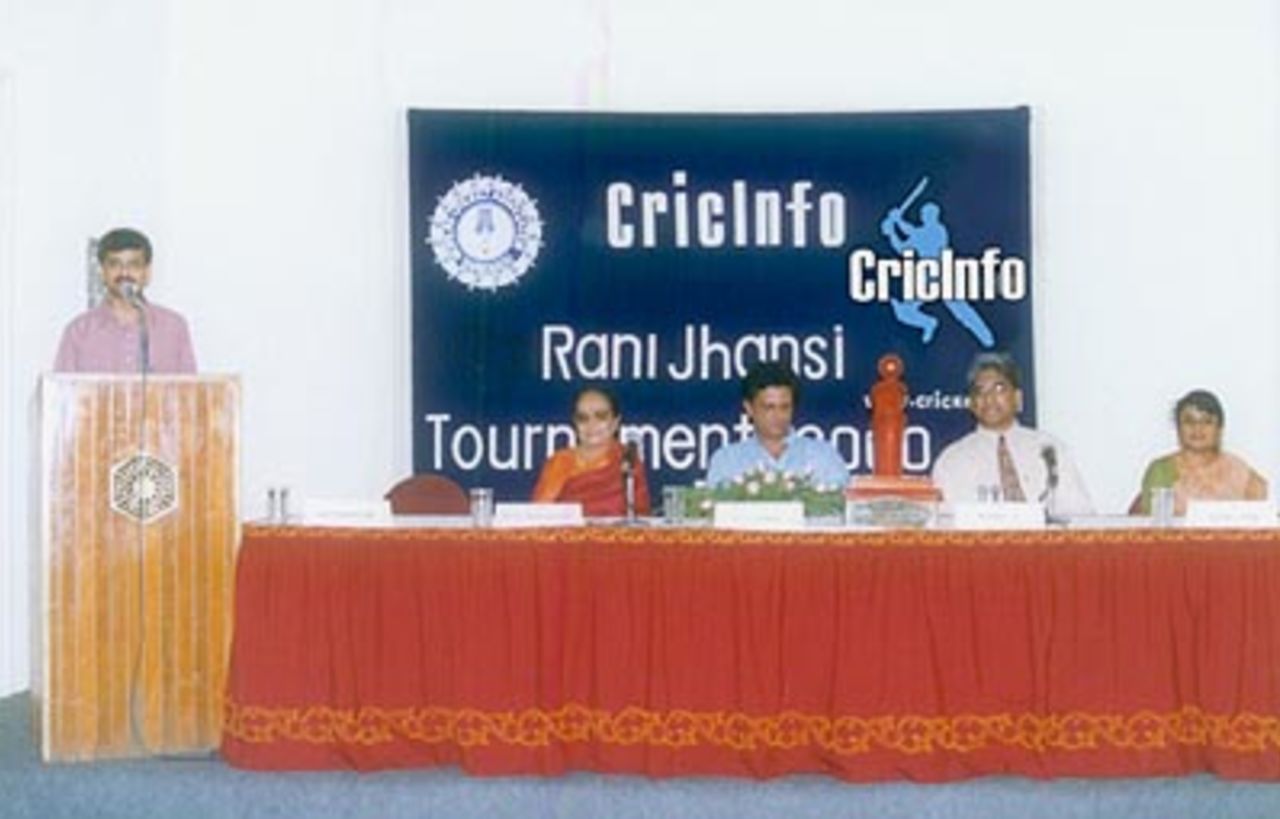 The Press conference at the opening of the CricInfo Rani Jhansi Trophy, on 01 April 2000, at Connemara Hotel Chennai.