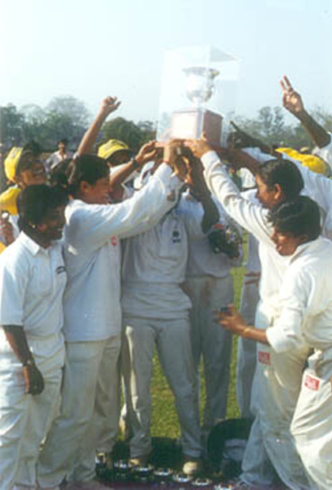 Group photo of the Railways team, Air India v Indian Railways Senior Womens National Cricket Championship, 2000 (Final), Jorhat Stadium, 25-27 March 2000.