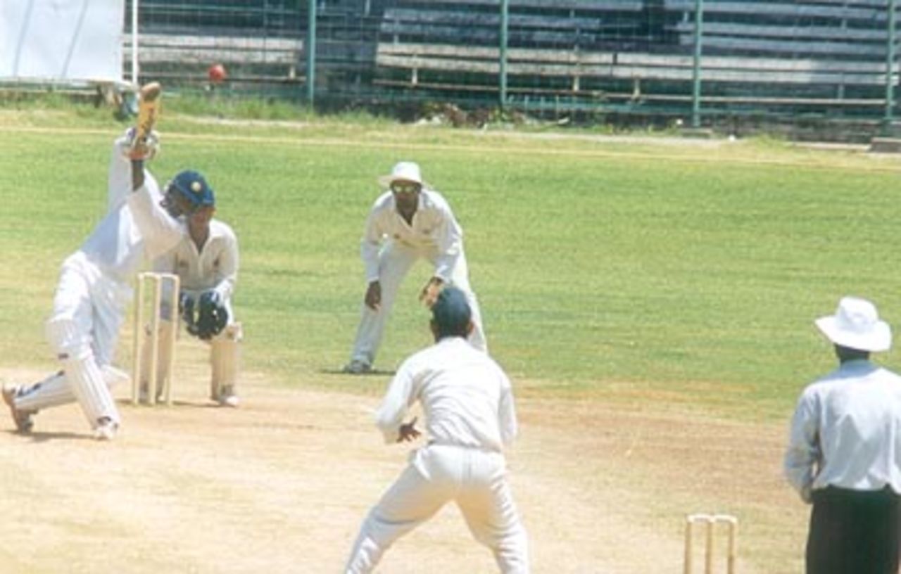 Sadagopan Ramesh plays a lofted straight drive, Ranji Trophy 1999/00, 2nd Quarter-Final, Tamil Nadu v Punjab (Day 5), MA Chidambaram Stadium, Chepauk, Chennai, 30 Mar - 03 Apr 2000.