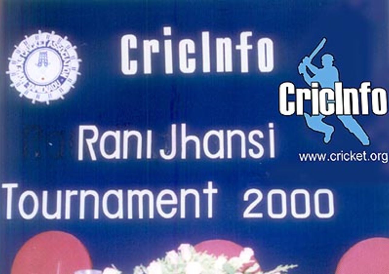 The CricInfo Rani Jhansi Trophy 2000 banner, Connemara Hotel Chennai, 1st April 2000
