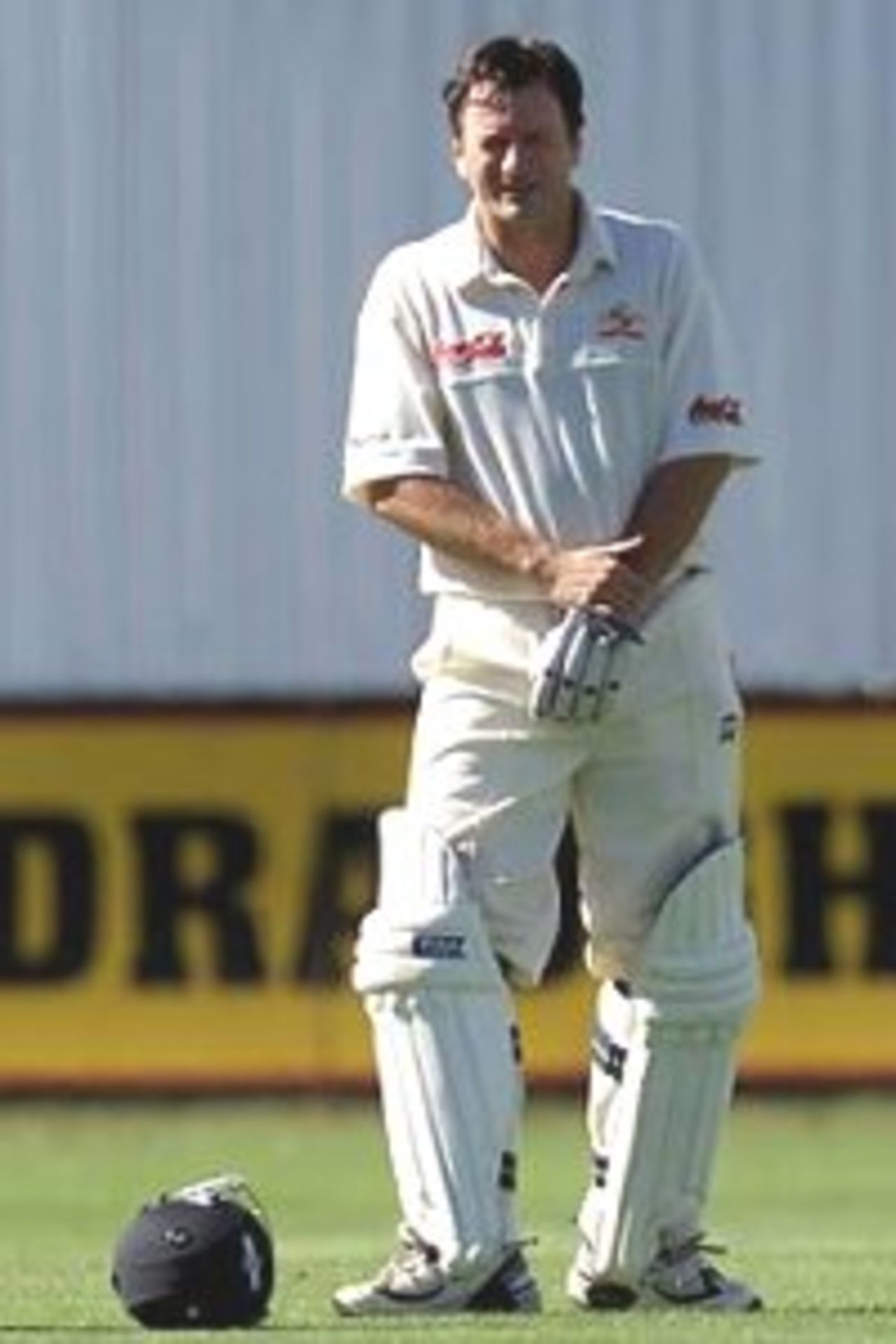 03 Apr 2000: Steve Waugh of Australia grimaces in pain after taking a blow to the forearm, the injury eventually forced him to retire hurt, during day four of the third test between New Zealand and Australia, at WestpacTrust Park, Hamilton, New Zealand. Australia won by six wickets.