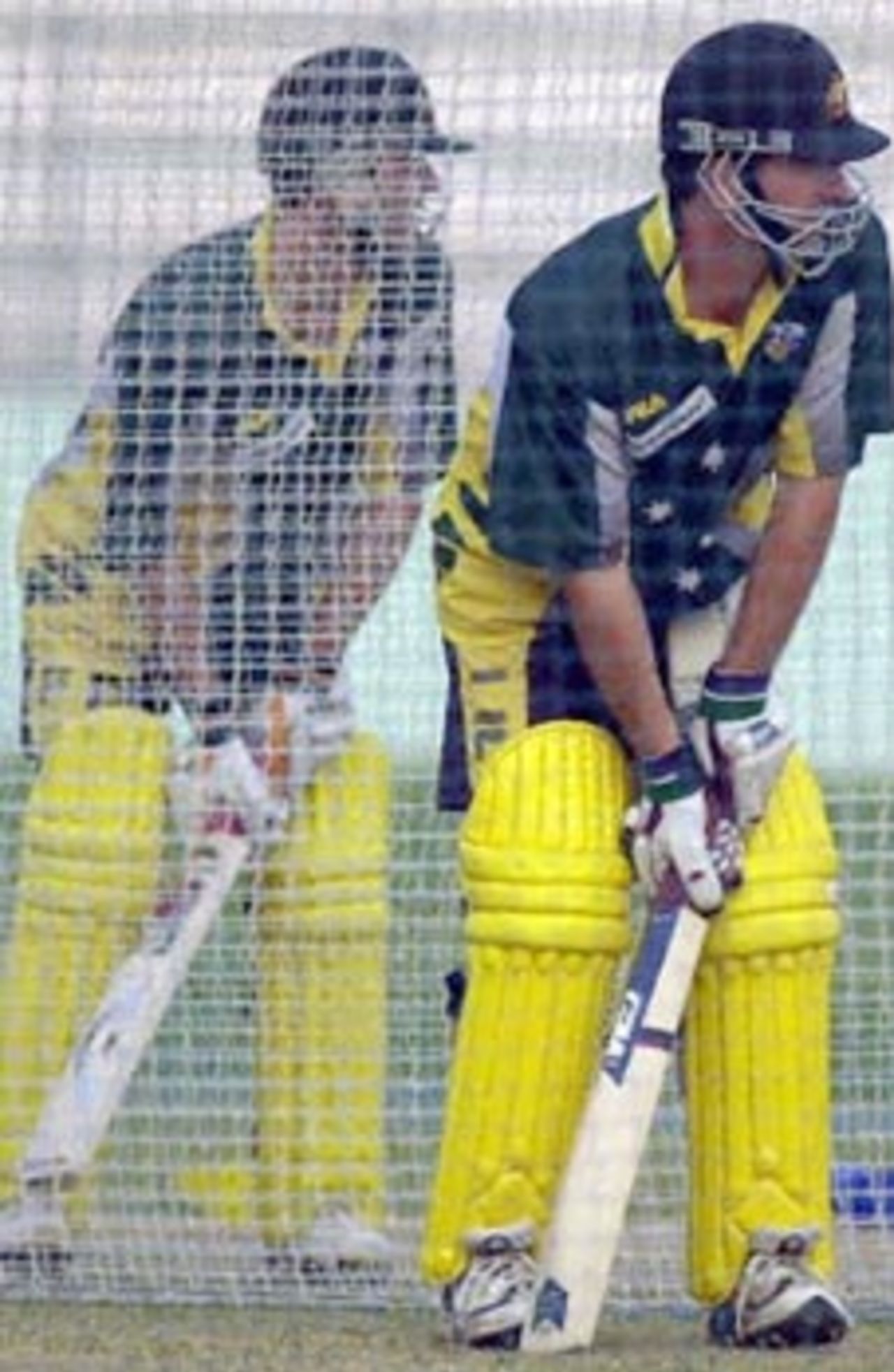 02 April 2001: The rival teams go through their practice drills before the fourth game of the one-day series at Vishakapatnam.