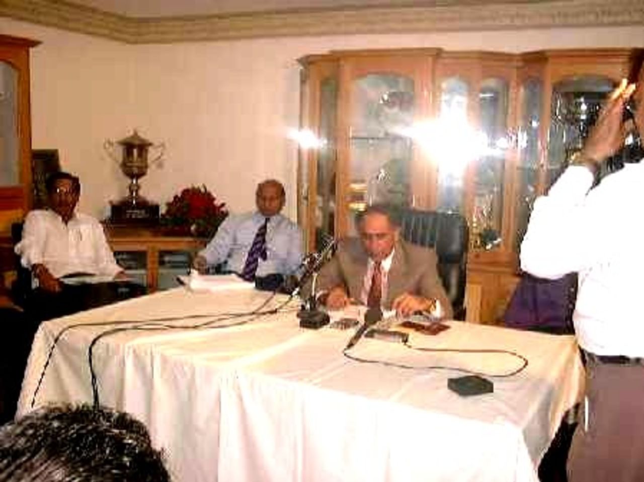 The Chairman in deep thought during the PCB Press Conference at Qadaffi Stadium, Lahore April 3, 2001