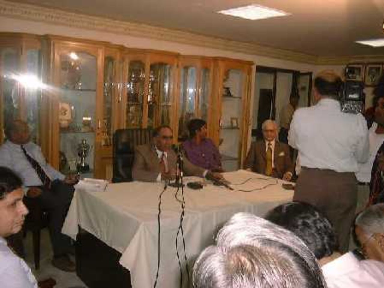 General Zia giving out details of the Board's future plans during- the PCB Press Conference at Qadaffi Stadium, Lahore April 3, 2001