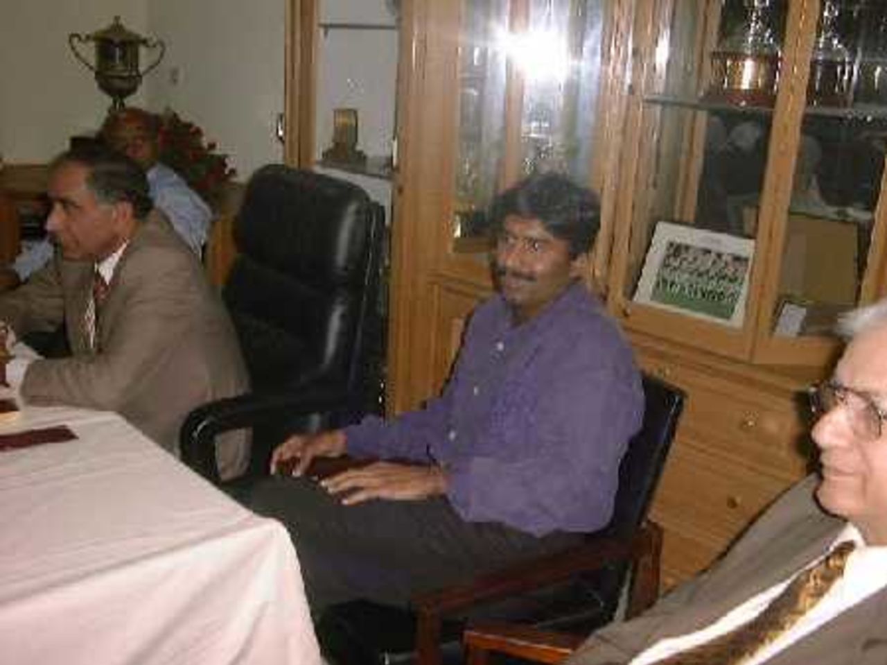 Javed Miandad, the deposed coach, answering a journalist's query during the PCB Press Conference at Qadaffi Stadium, Lahore April 3, 2001