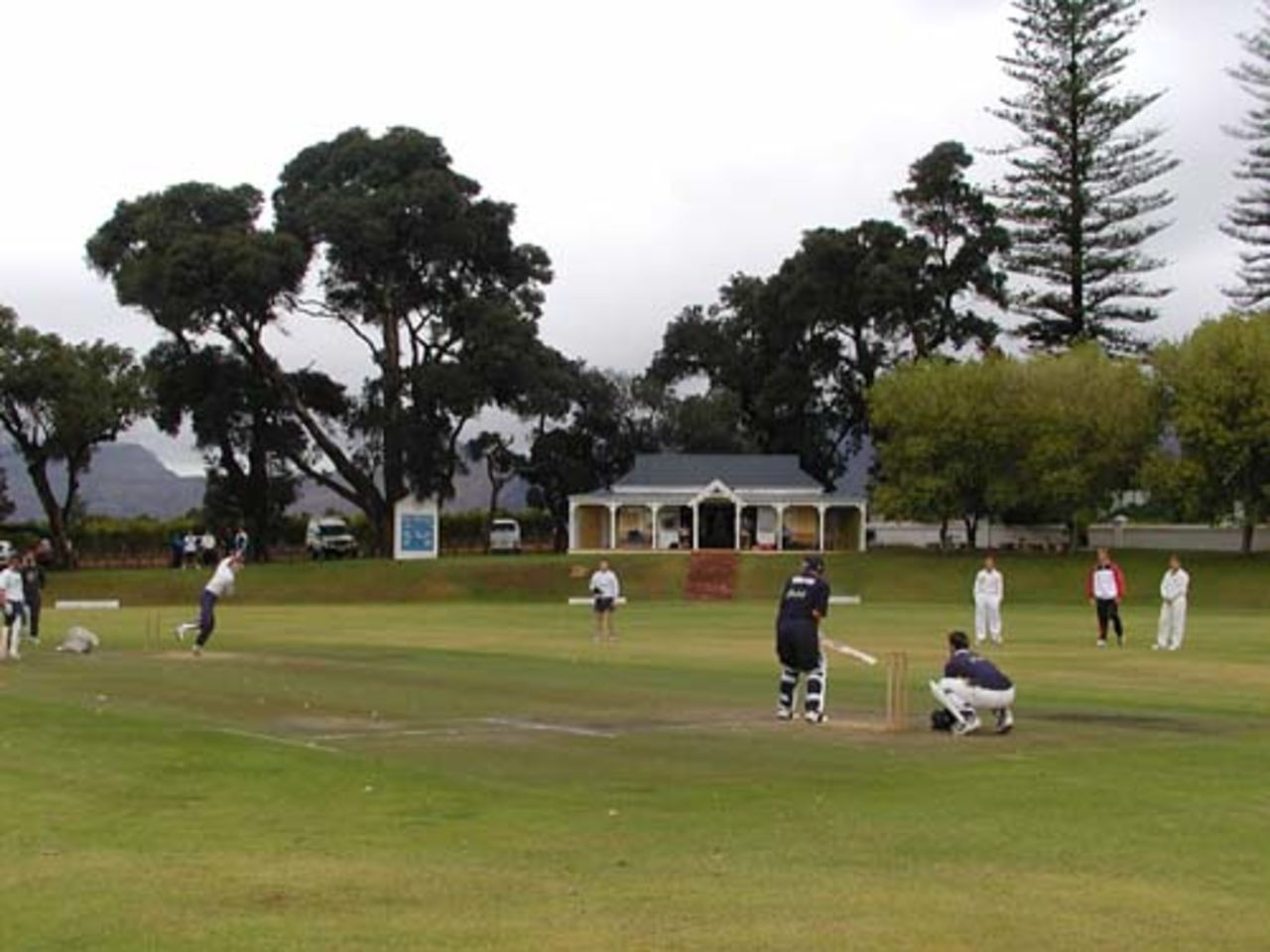 A view looking at the pavilion at the pretty Constantia Uitsig Cricket Club.