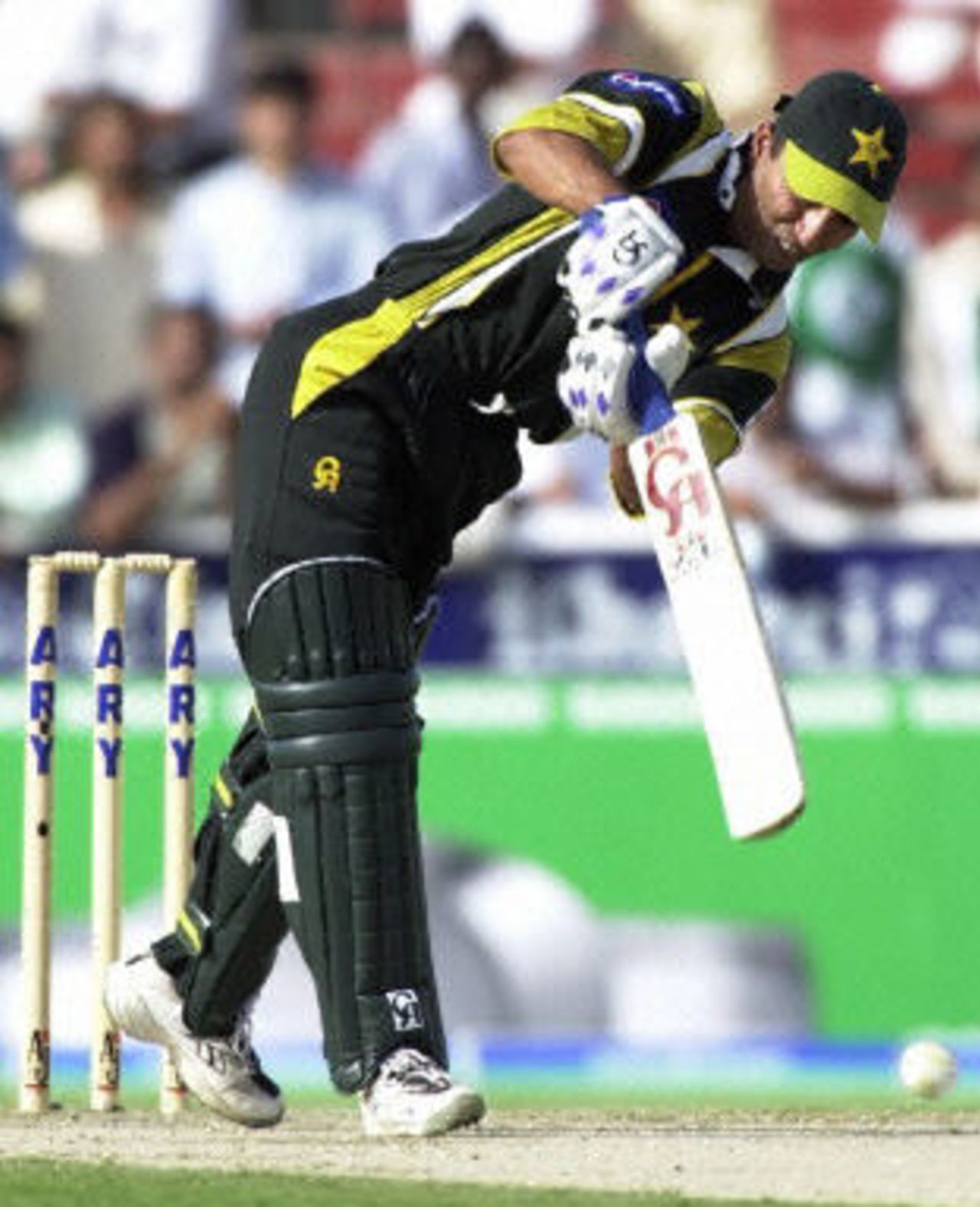 Saeed Anwar drives to the leg side for a boundary, ODI 1 at Sharjah, Pakistan v Sri Lanka, 9 April 2001