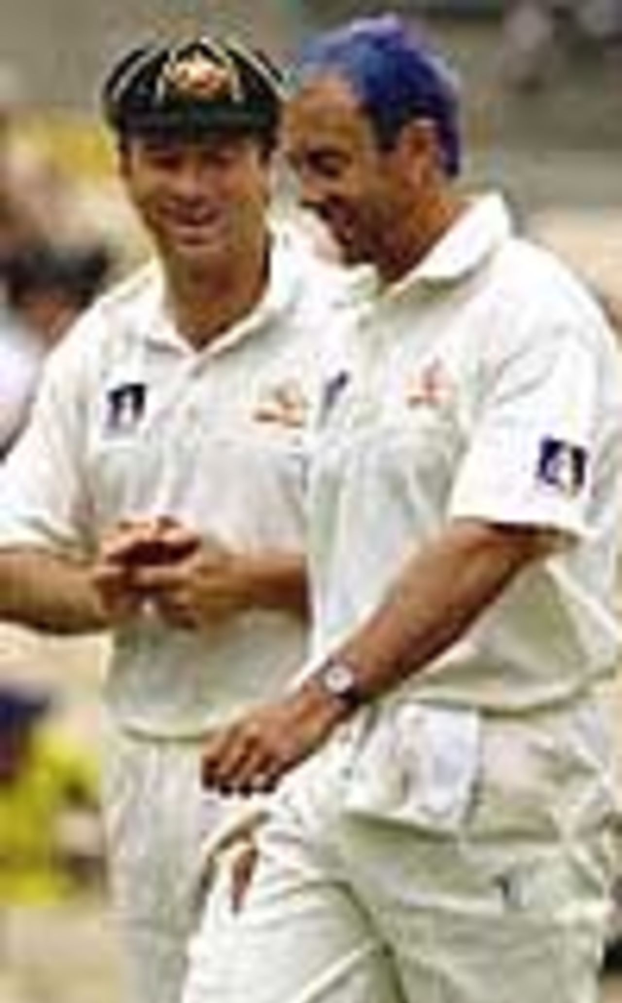 Waugh and Miller pictured in the 2000-01 series against the West Indies.