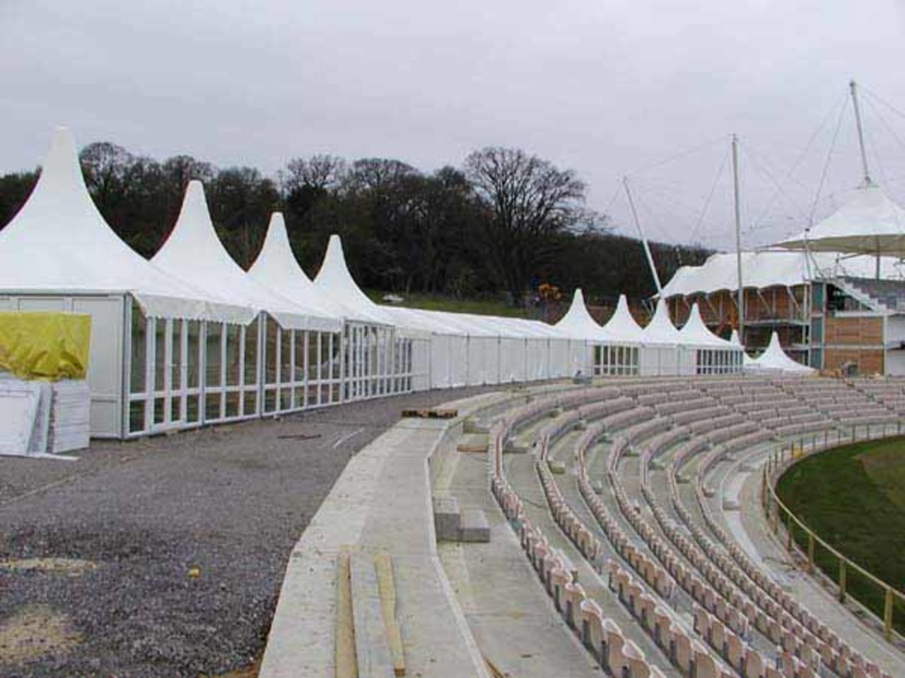 Hampshire Rose Bowl prepares for new season, Temporary Players Dressing and Dining Rooms, Hospitality suites etc.