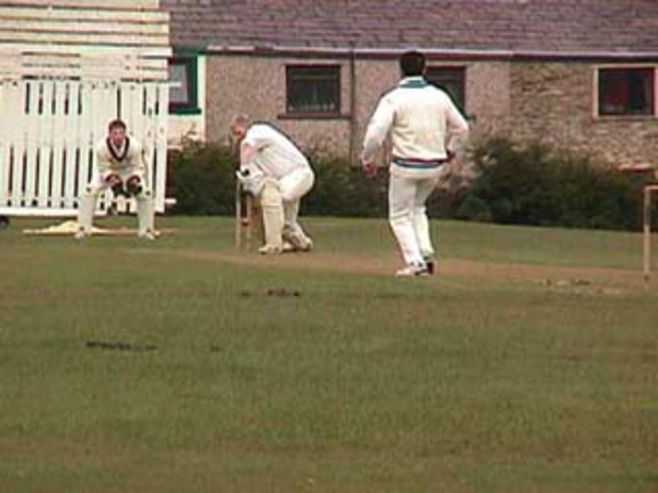 Great Harwood opener Alan Armer in defensive mode against Raja Arshad