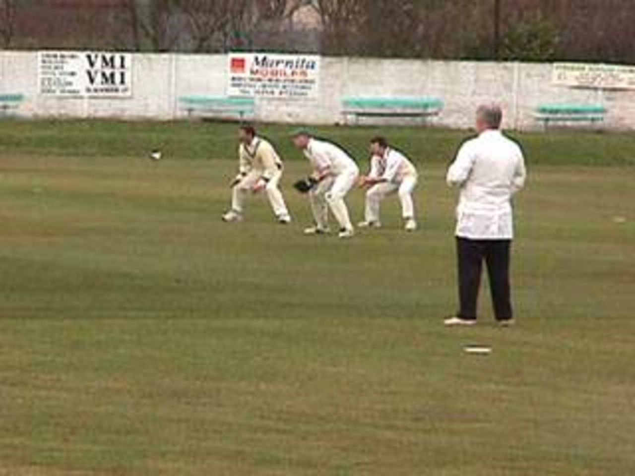John Chapman, Peter Thompson and Neal Wilkinson wait for an edge off Shaun Young