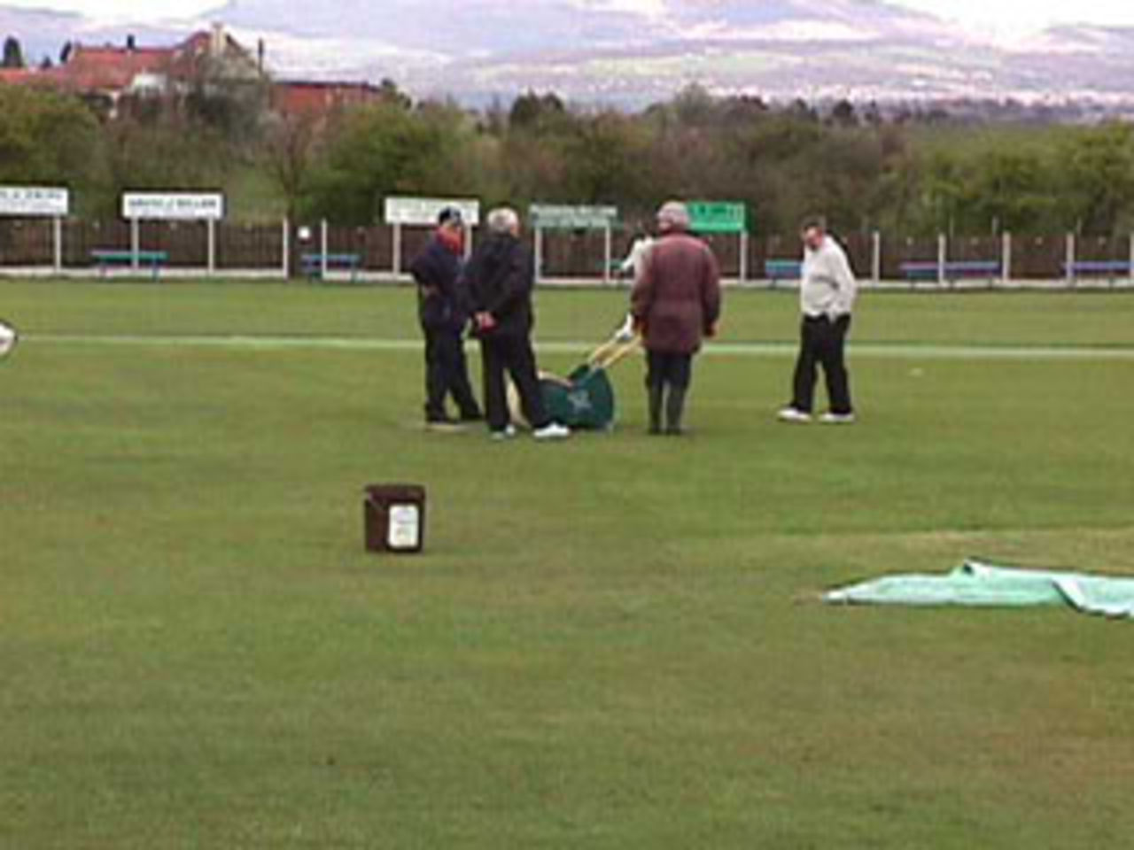 The Church groundstaff prepare the square for the match with Nelson