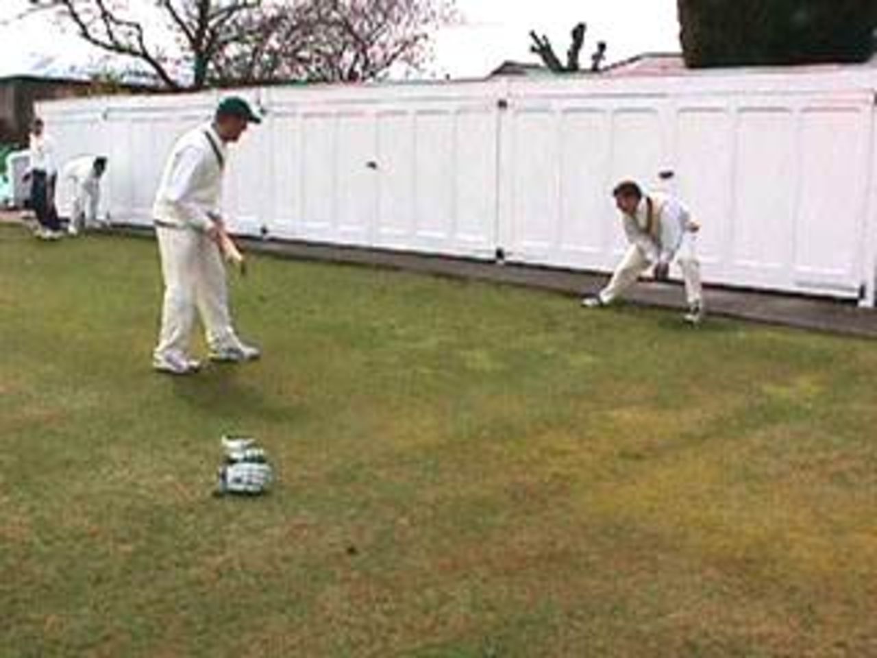 Rishton professional Clinton Perren and Jonathan Dobson practising before the match with Enfield