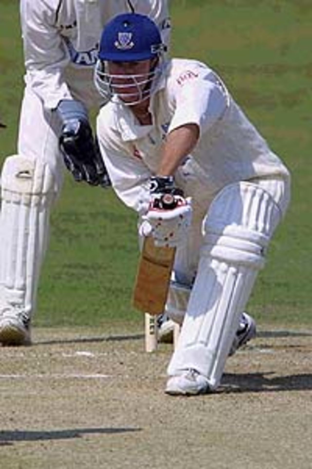 21 Apr 2002. Murray Goodwin of Sussex is caught by Nadeem Shahid of Surrey off the bowling of Ian Salisbury on the third day of the Frizzell County Championship match between Surrey and Sussex at the Oval, London