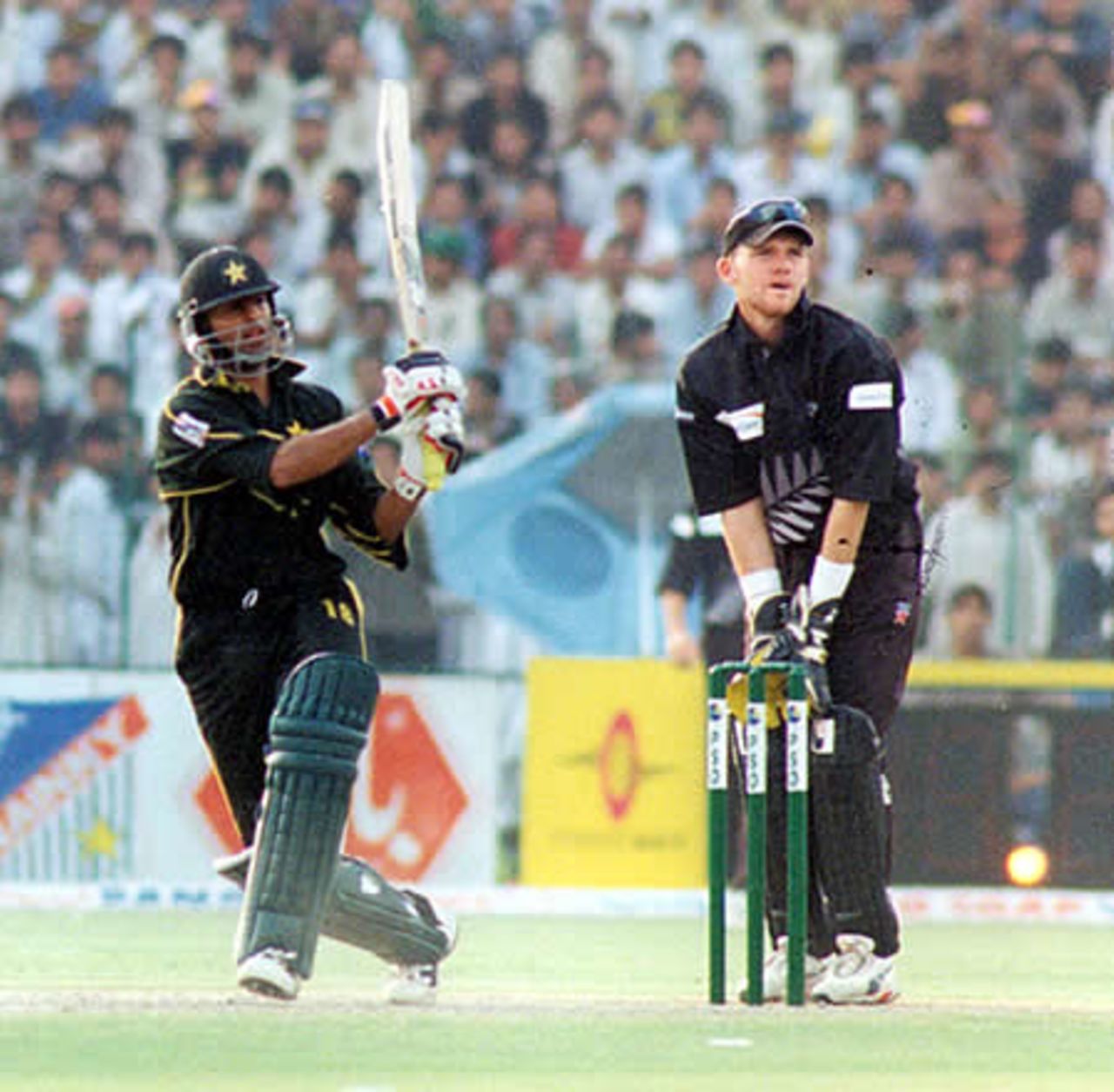 Shoaib Malik hits to leg during his 115 run innings - 3rd ODI at Lahore, New Zealand v Pakistan, 27 Apr 2002