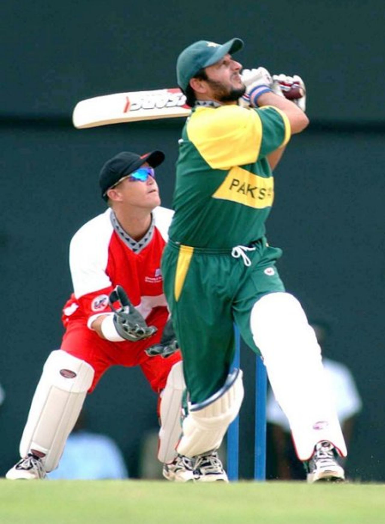 Shahid Afridi hits another six during the Double Wicket World Championship, 4-6 April 2003 (courtesy St.Lucia Tourist Board)
