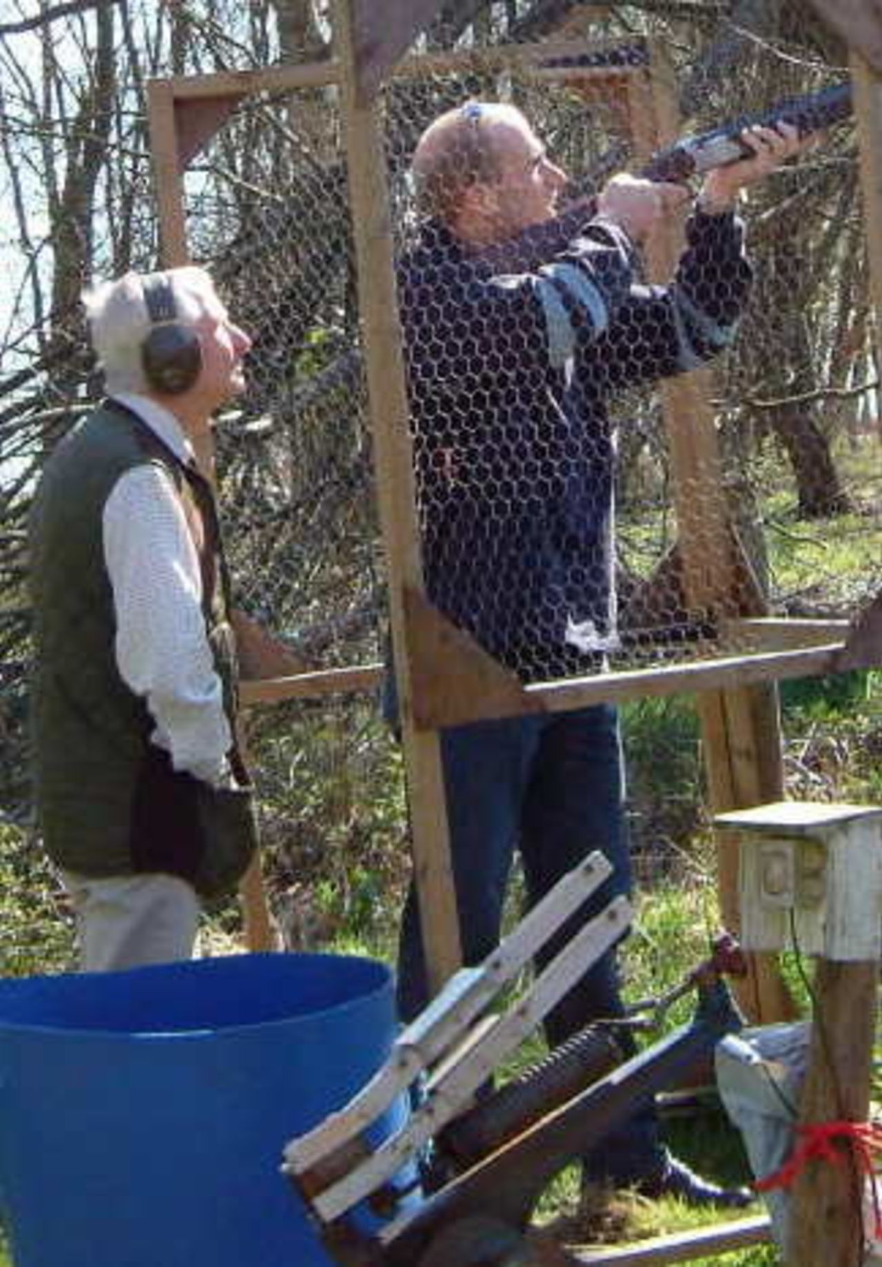 John Crawley in action as Hampshire players take on clay pigeon shooting