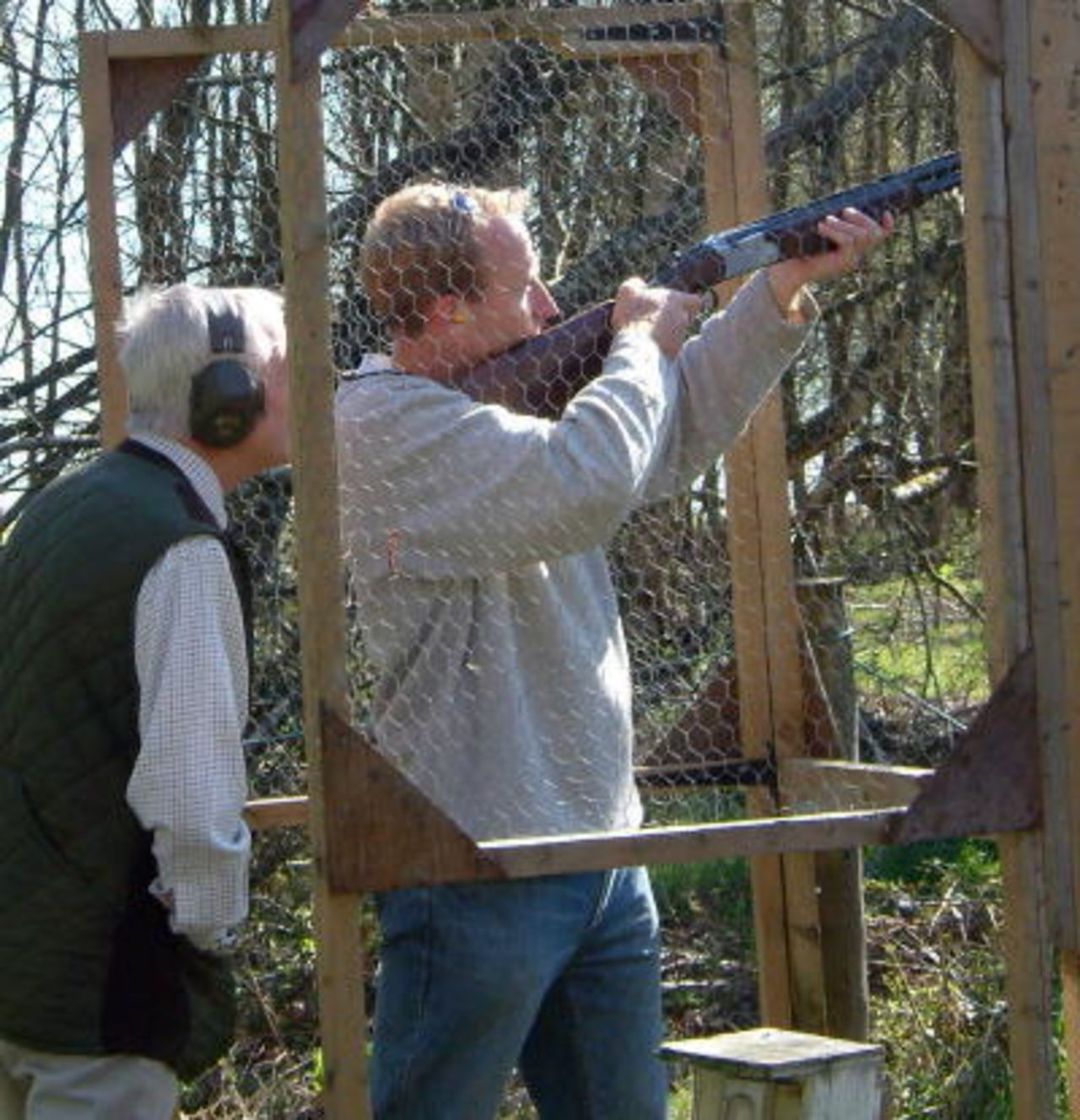 Will Kendall in action as Hampshire players take on clay pigeon shooting