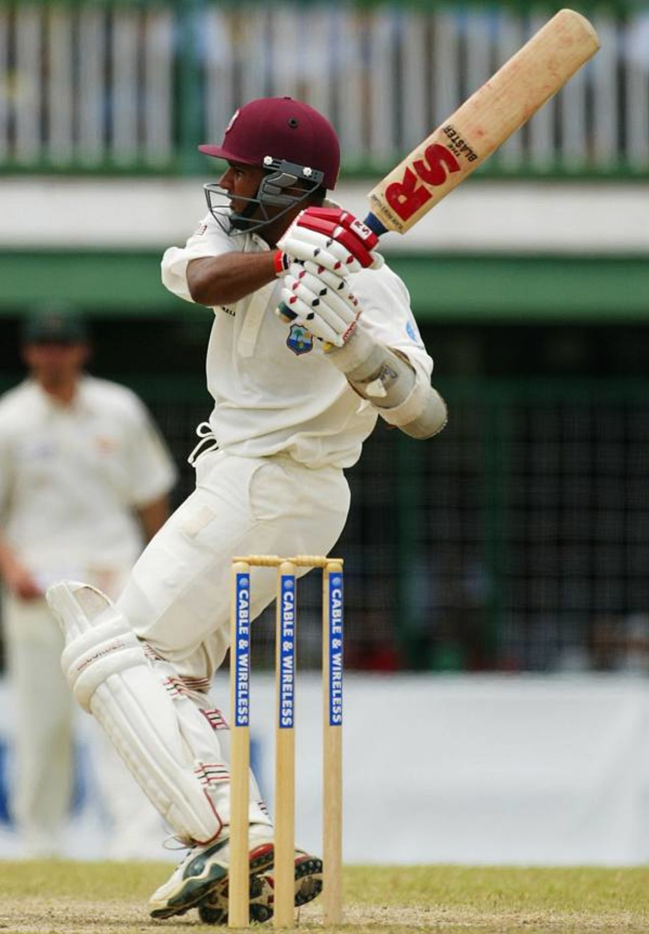 Darren Ganga of the West Indies hits out during day three of the 1st Test between the West Indies and Australia played on April 12, 2003 at Bourda Oval, Georgetown