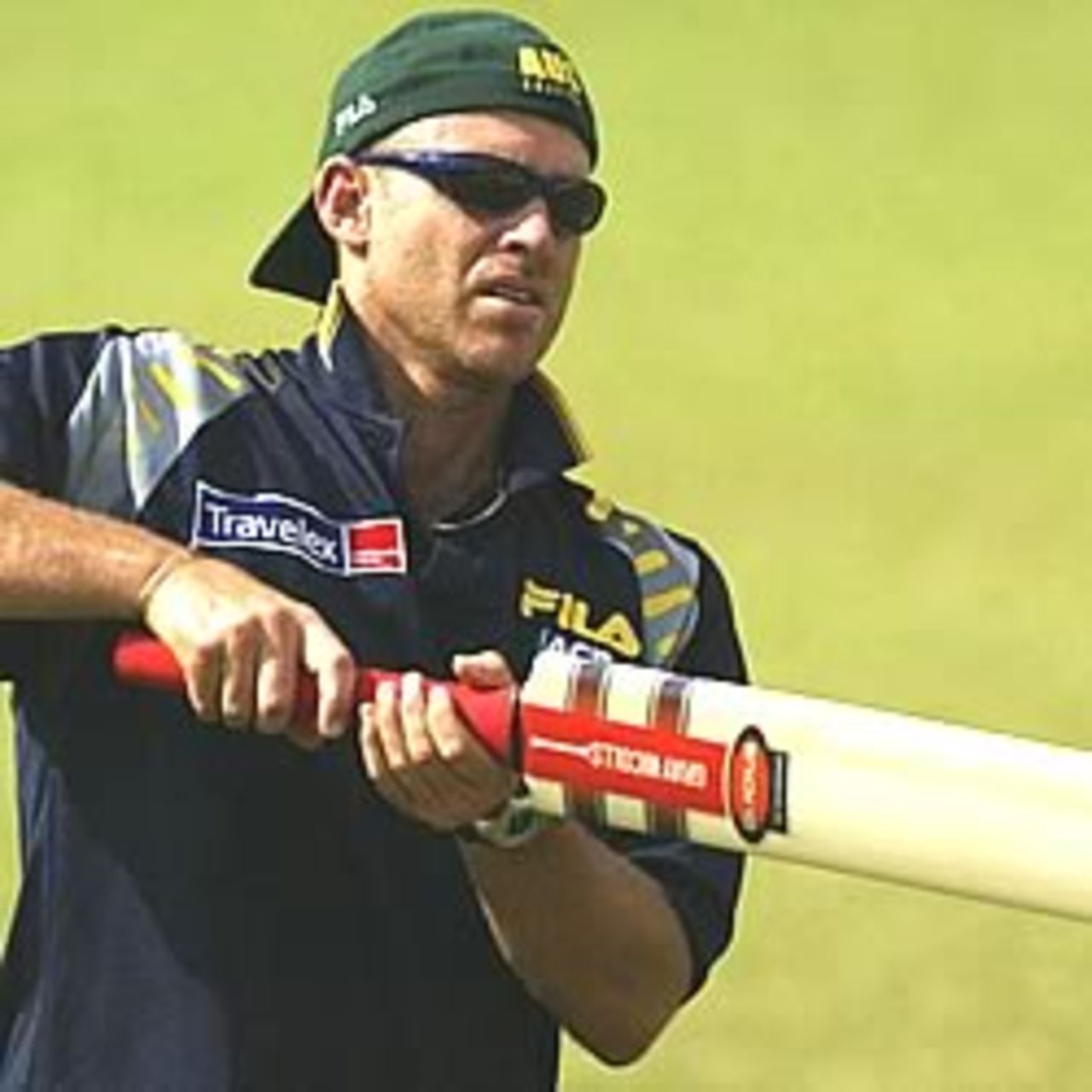 PORT OF SPAIN, TRINIDAD - APRIL 16: Matthew Hayden of Australia at bat during training at Queens Park Oval on April 16, 2003 in Port of Spain, Trinidad.