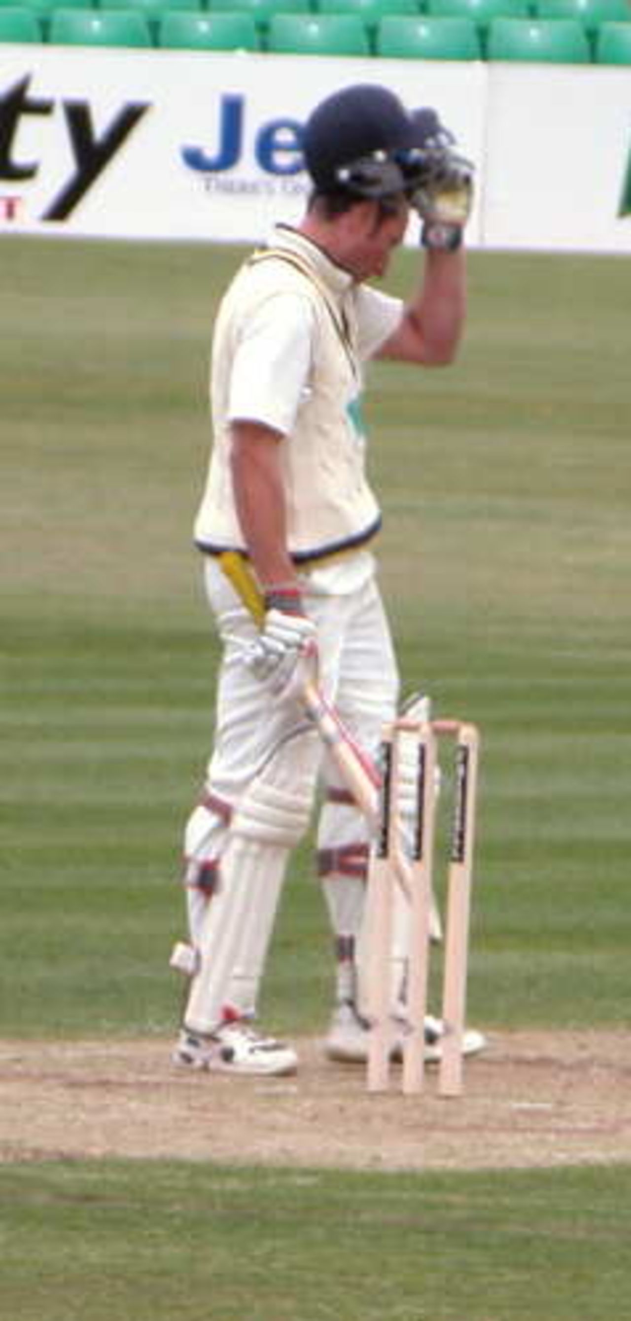 Nic Pothas acknowledges his first century for Hampshire.