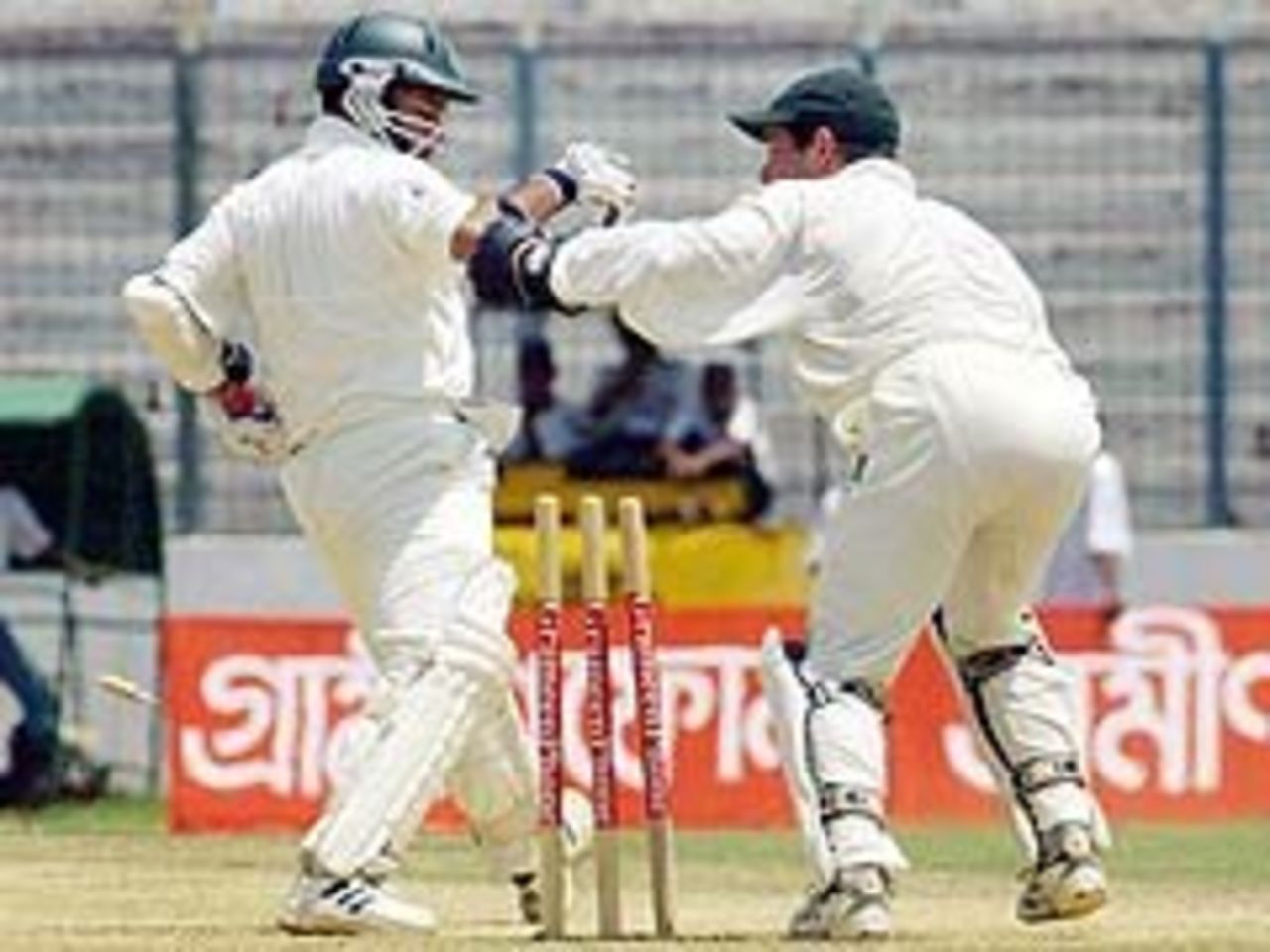 Mark Boucher stumps Khaled Mahmud as South Africa complete an innings win at Chittagong