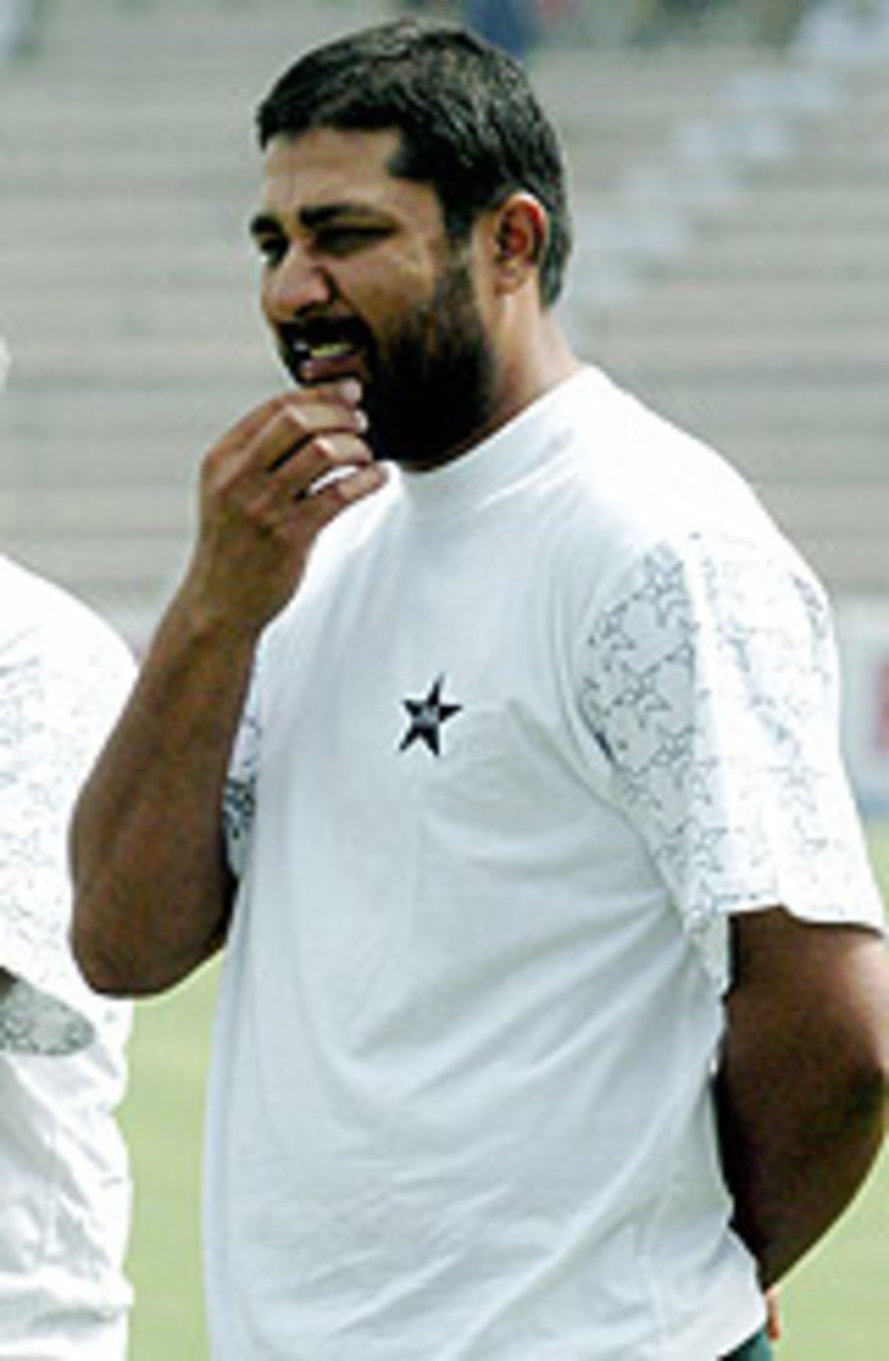 A downcast Inzamam-ul-Haq after the game, Pakistan v India, 1st Test, Multan, 5th day, April 1, 2004
