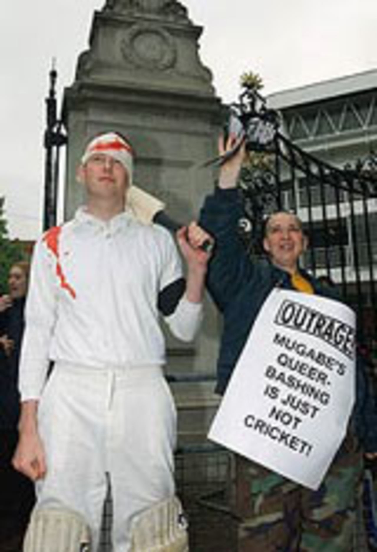 Protest outside Lord's before the England v Zimbabwe Test, May 23, 2003