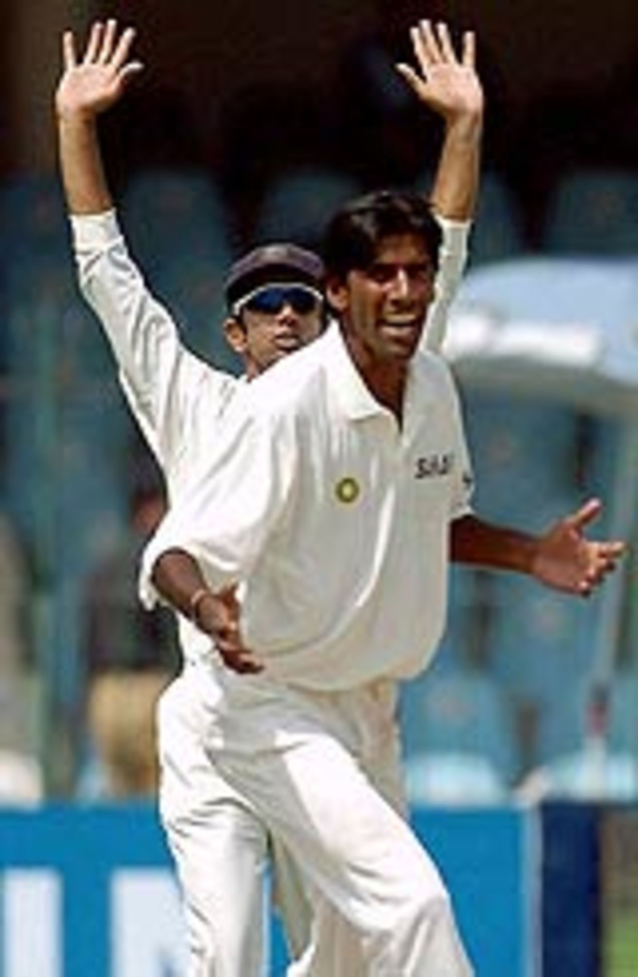 Rahul Dravid and L Balaji appeal, Pakistan v India, 2nd Test, Lahore, 2nd day, April 6, 2004