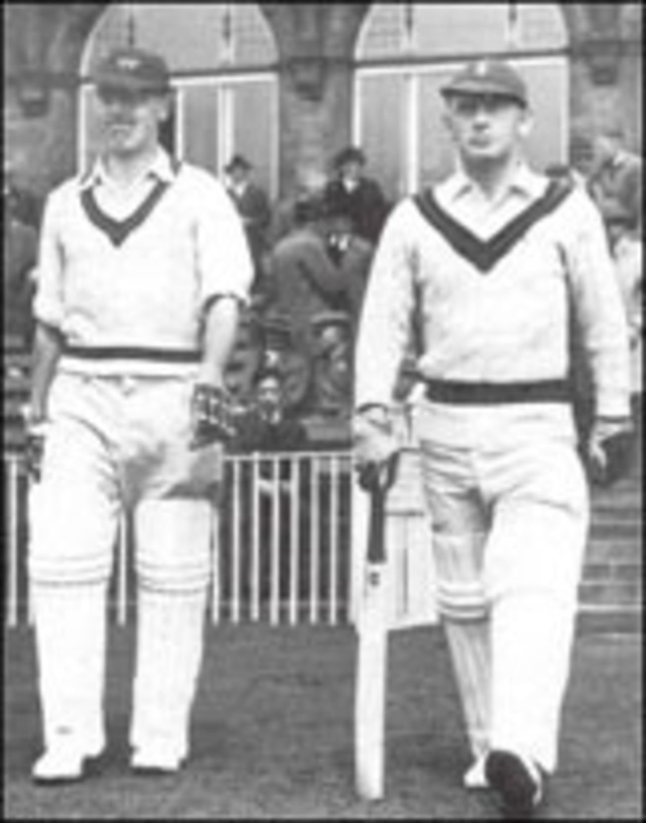 Winston Place (left) and Cyril Washbrook open for Lancashire
