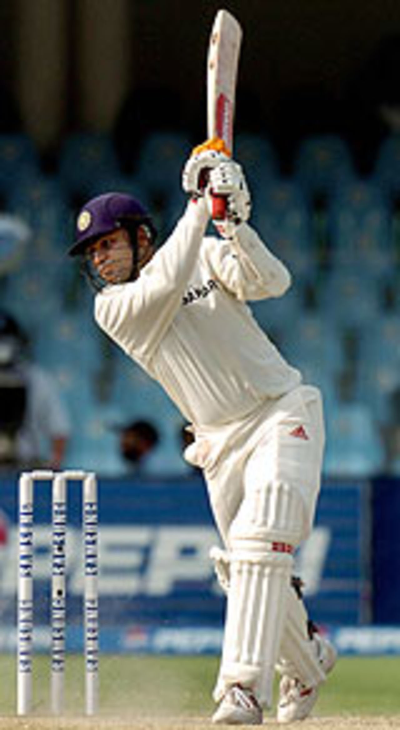 Standing alone, Virender Sehwag hits out, Pakistan v India, 2nd Test, Lahore, 3rd day, April 7, 2004