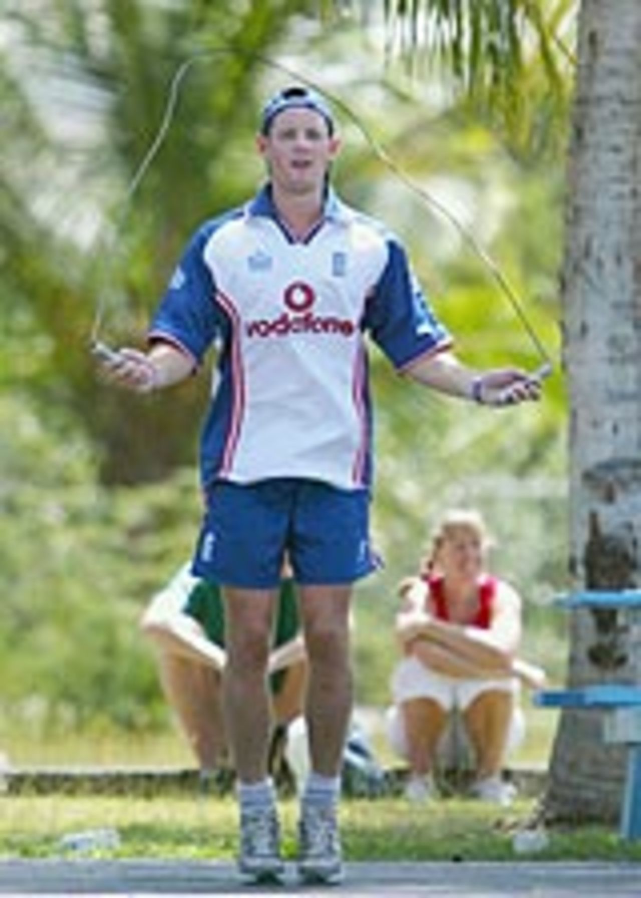 Chris Read skipping, West Indies v England, Antigua, April 8, 2004