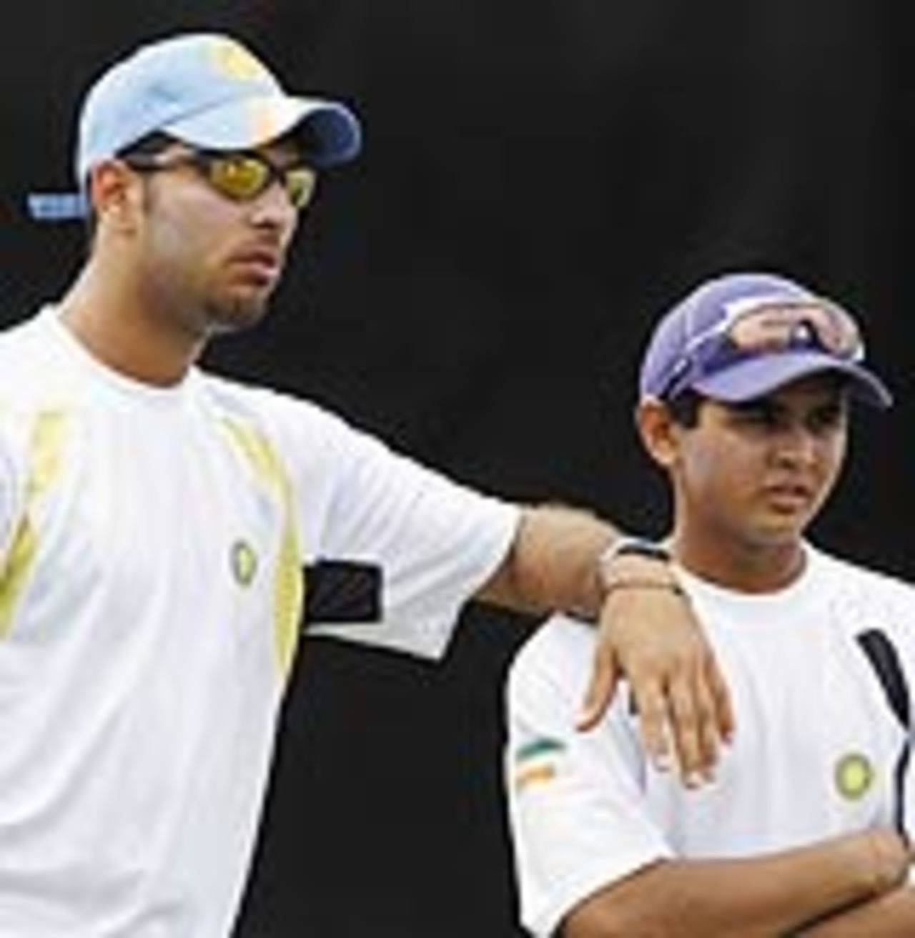Yuvraj Singh and Parthiv Patel during India's nets session