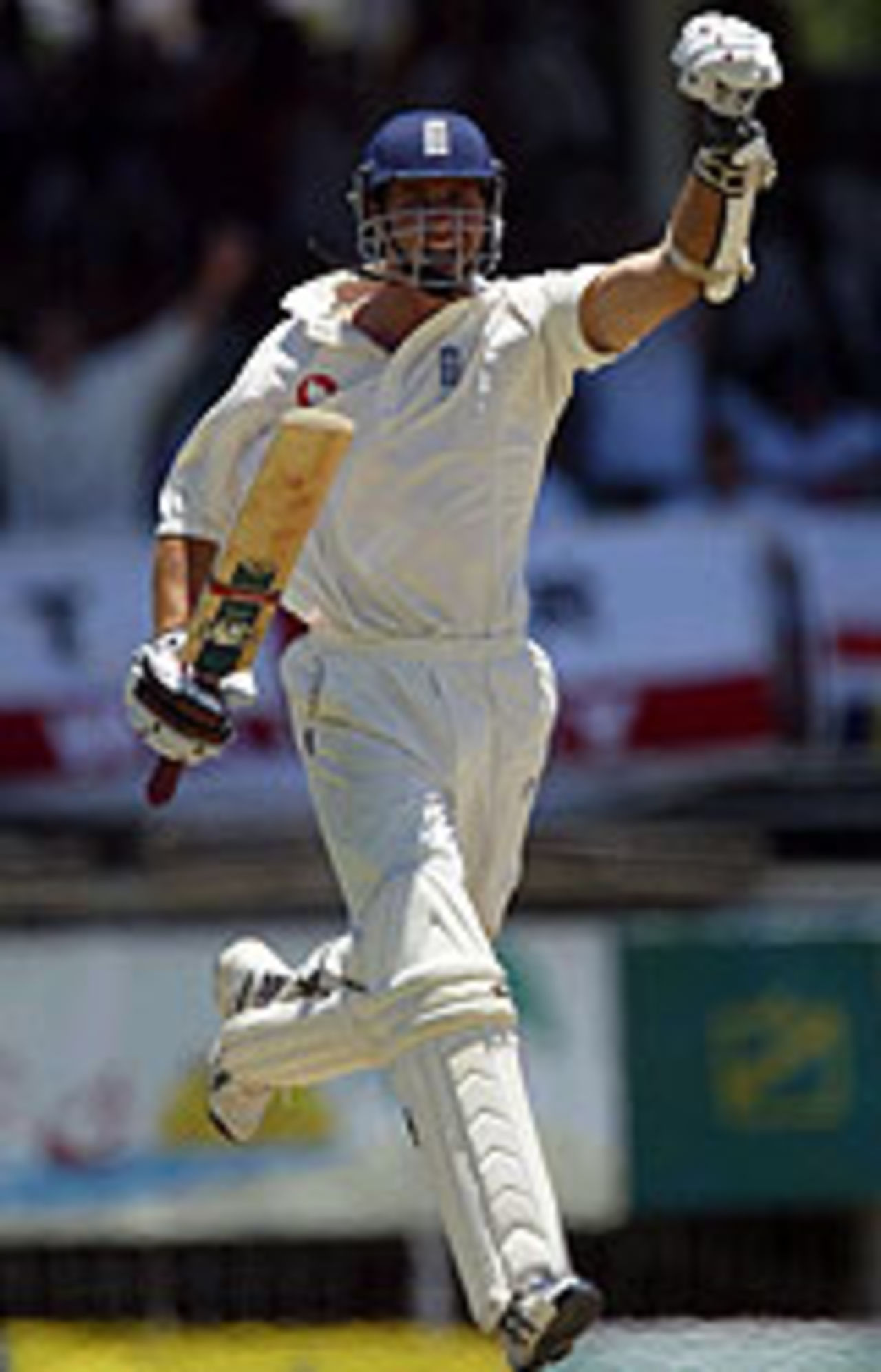 Michael Vaughan celebrates his 11th Test century, West Indies v England, 4th Test, Antigua, April 14, 2004