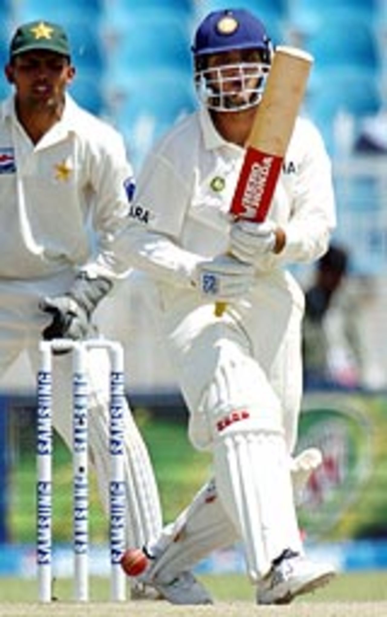Sourav Ganguly looks to take a run, Pakistan v India, 3rd Test, Rawalpindi, 3rd day, April 15, 2004