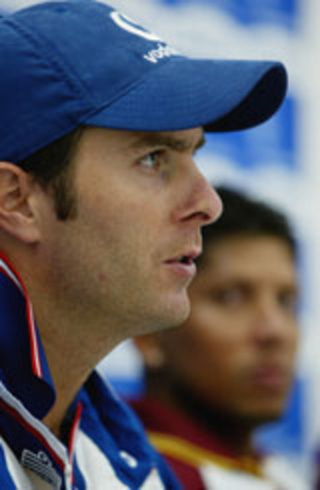 Michael Vaughan at a press conference, Guyana, April 17, 2004