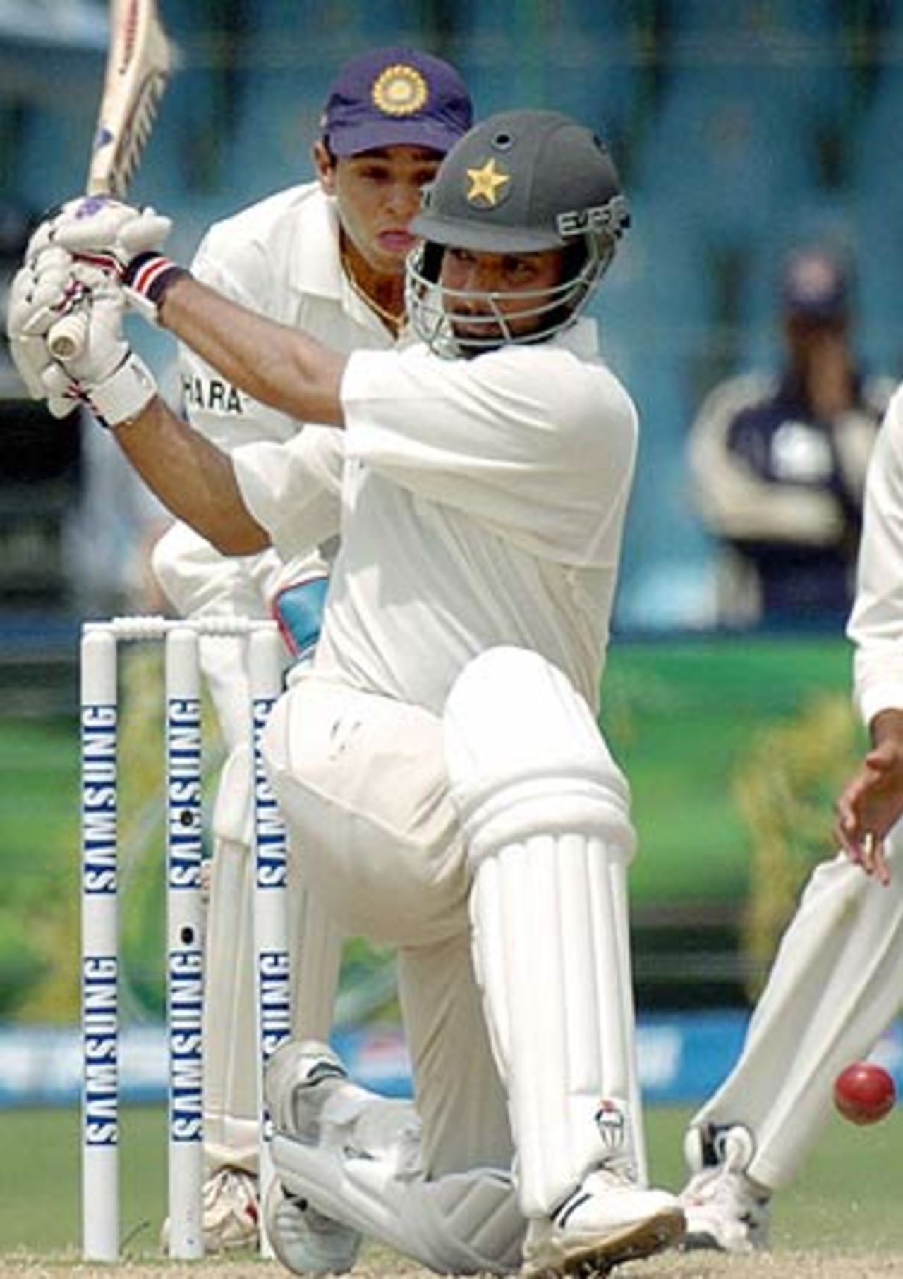 Asim Kamal says hello to India with his 73, Pakistan v India, 2nd Test, Lahore, 3rd day, April 7, 2004