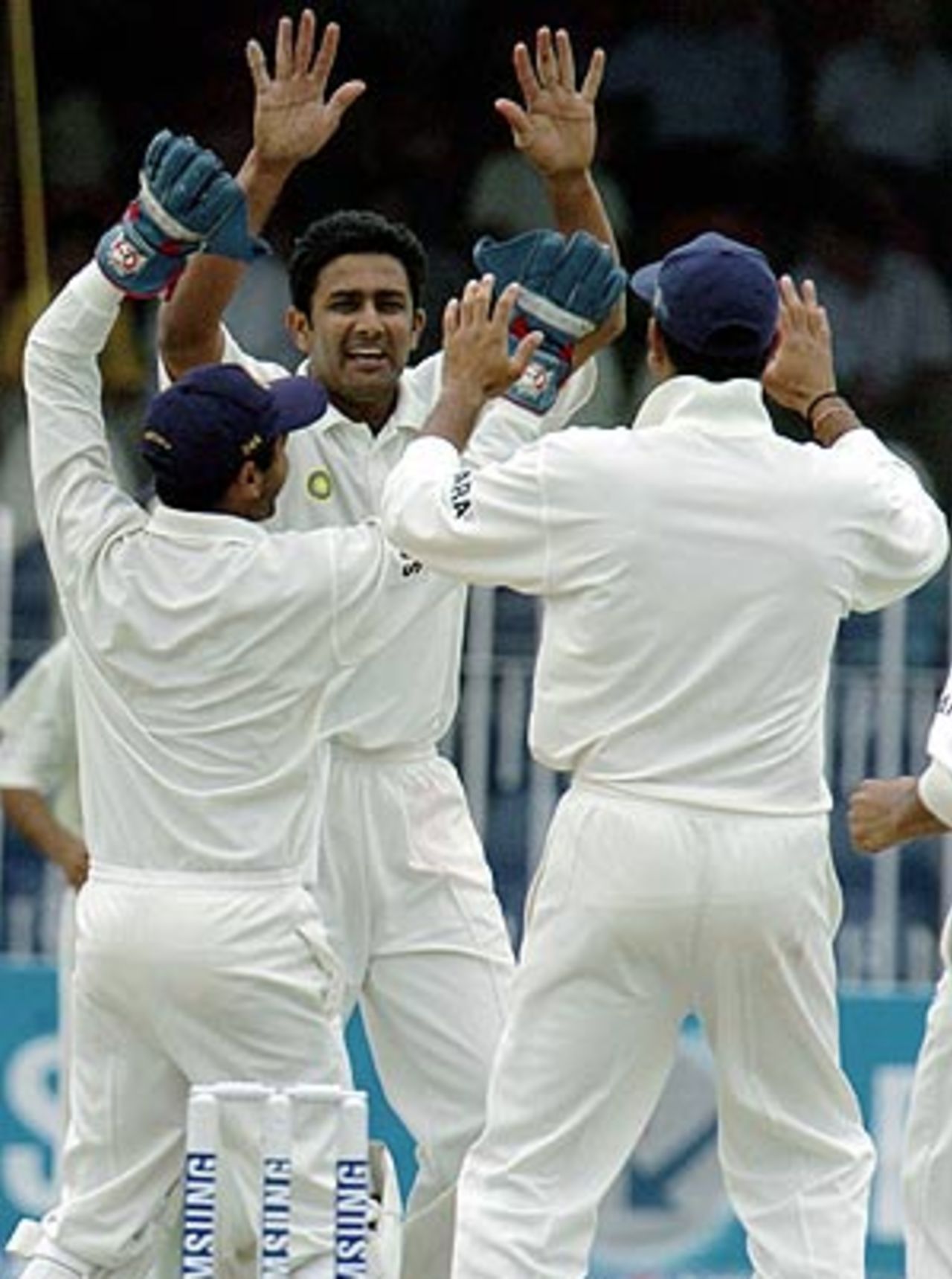 Anil Kumble toys with the tail, picking up four wickets, Pakistan v India, 3rd Test, Rawalpindi, 4th day, April 16, 2004