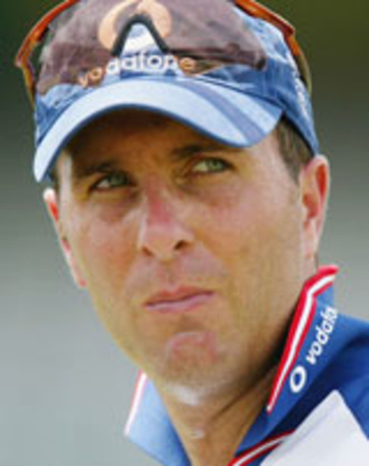 Michael Vaughan looks on in a practice session, Trinidad, April 23, 2004