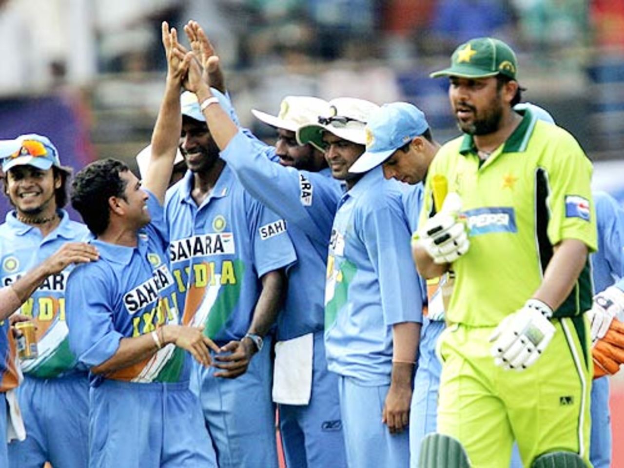 Sachin Tendulkar failed with the bat, but clicked with the ball. Inzamam-ul-Haq was the first to fall to Tendulkar's golden arm, India v Pakistan, 1st ODI, Kochi, April 2, 2005