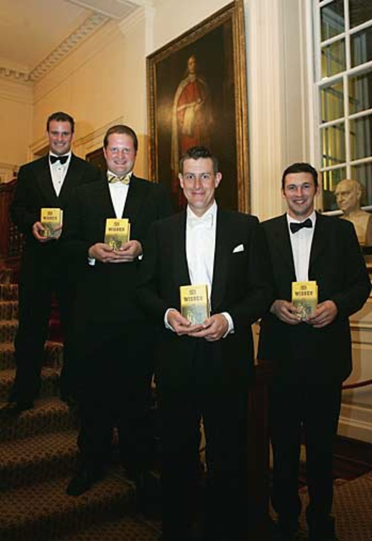 Andrew Strauss, Robert Key, Ashley Giles and Steve Harmison at the Wisden dinner, Inner Temple, London, April 6, 2005