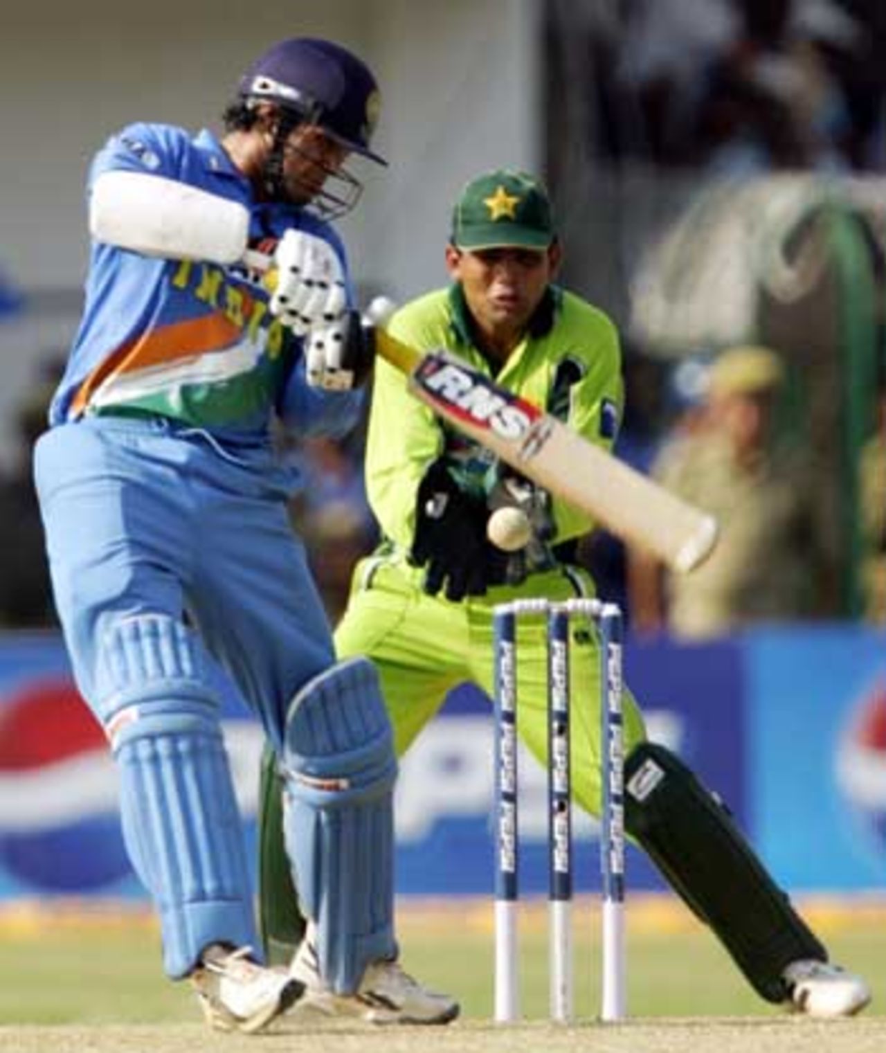 Irfan Pathan held up Pakistan with a belligerent innings of 64, India v Pakistan, 3rd ODI, Jamshedpur, April 9, 2005